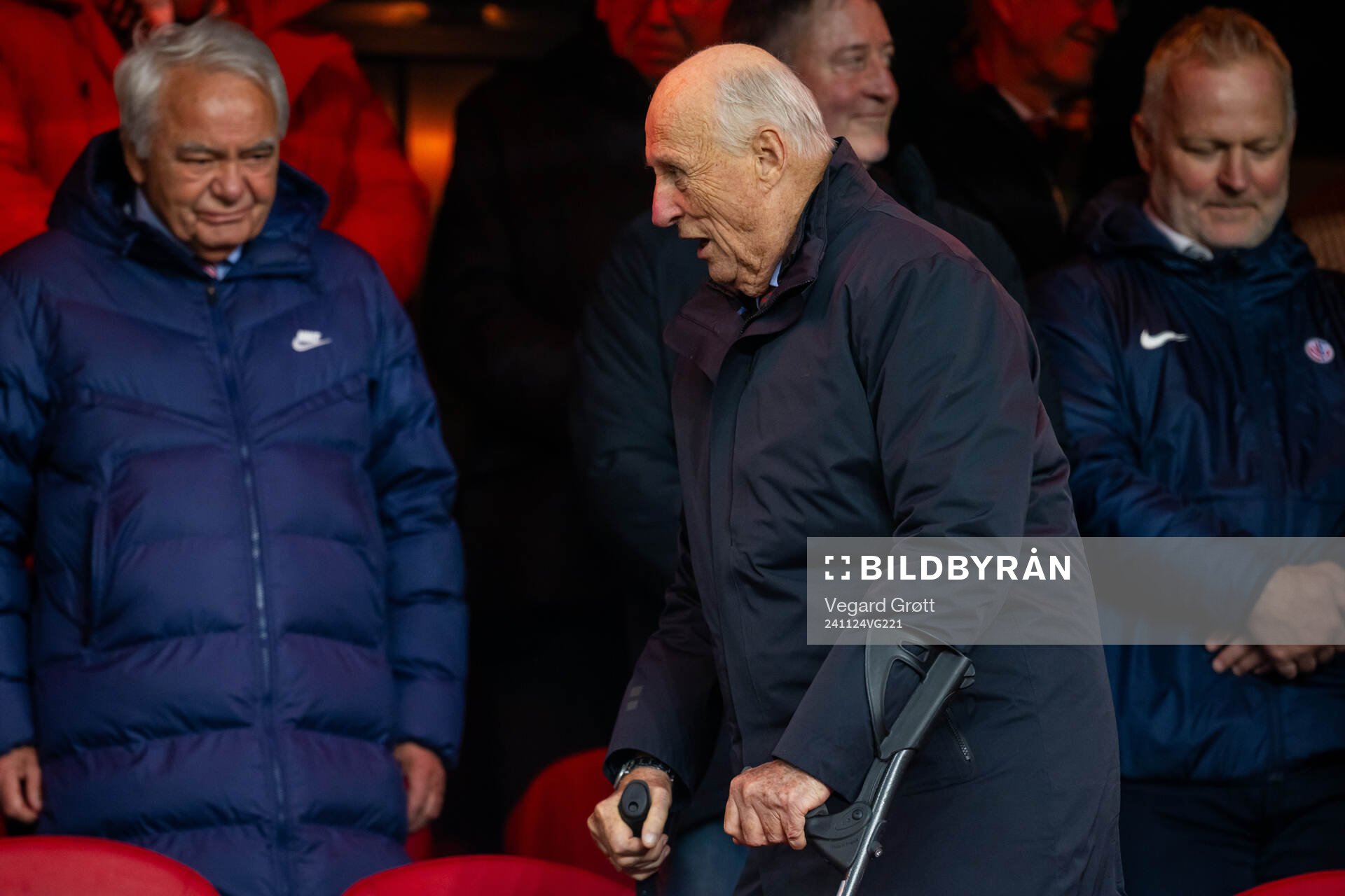 King Harald V of Norway in the stands
