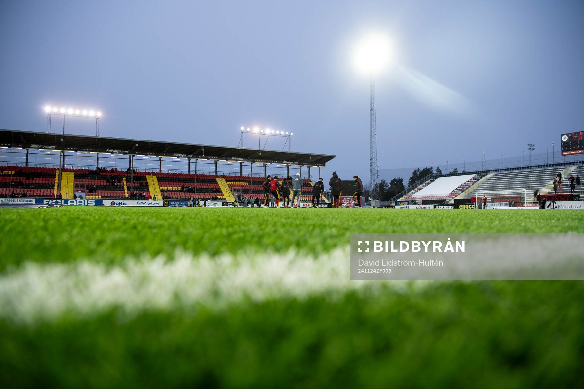 Vy över Jämtkraft Arena inför fotbollsmatchen i kvalet till Superettan mellan Östersund och Lunds BK den 24 november 2024 i Östersund.