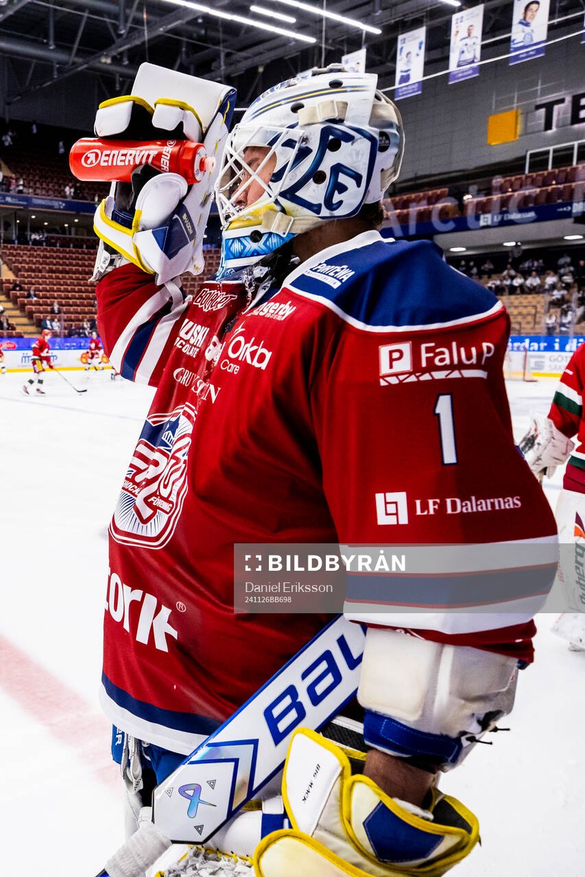 Leksands målvakt Marcus Gidlöf i Falu tröja