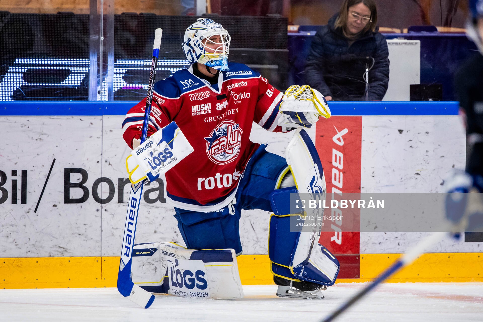 Leksands målvakt Marcus Gidlöf i Falu tröja