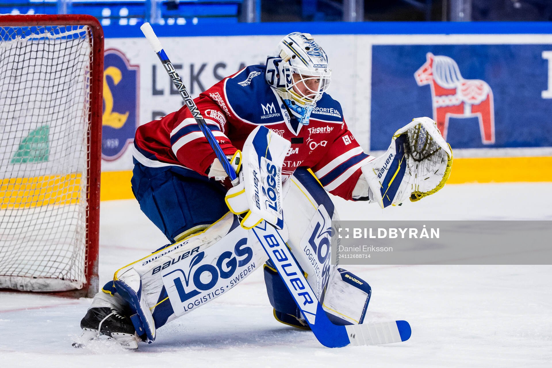 Leksands målvakt Marcus Gidlöf i Falu tröja