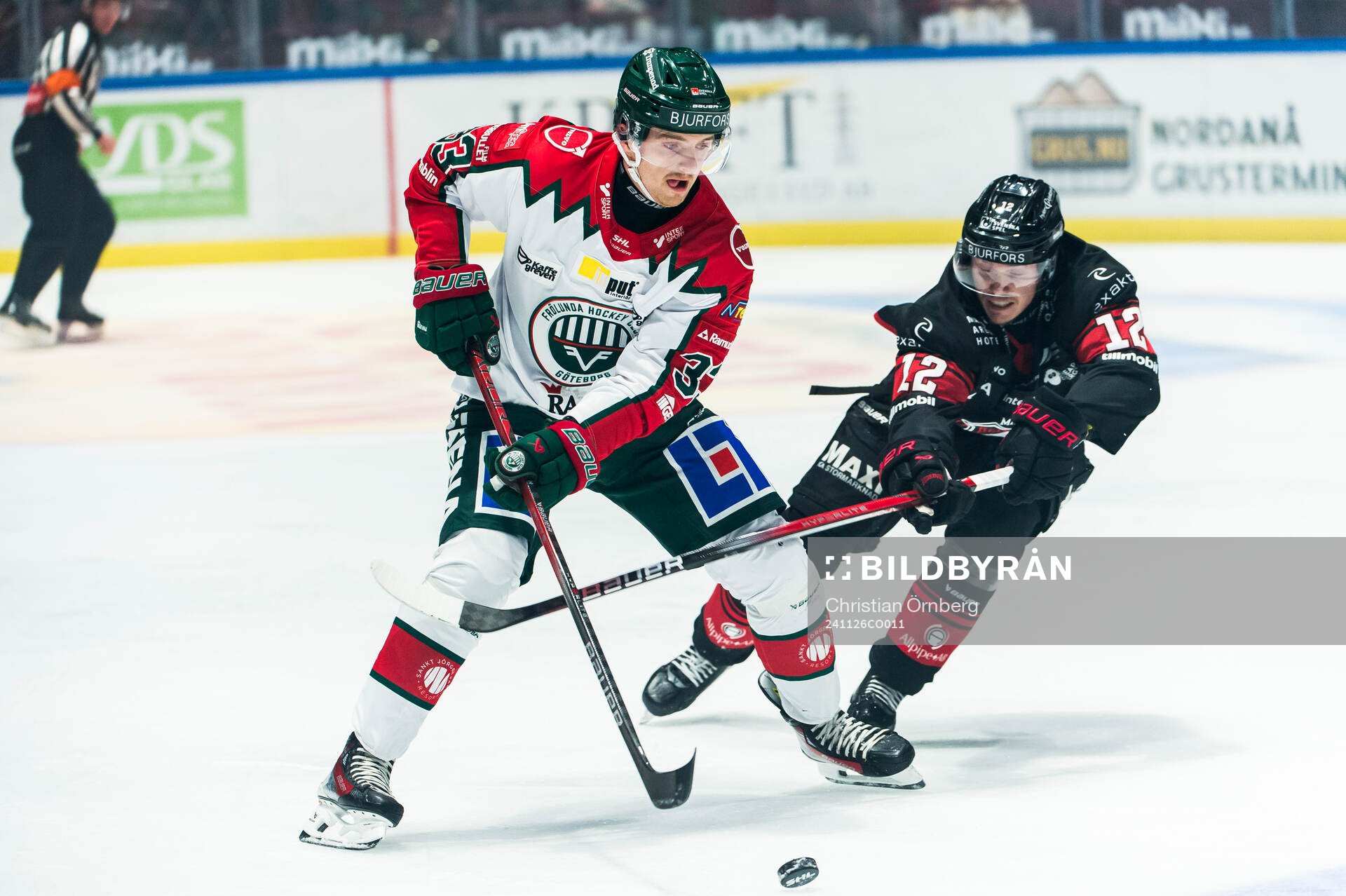 Frölundas Linus Högberg och Malmö Redhawks Linus Öberg