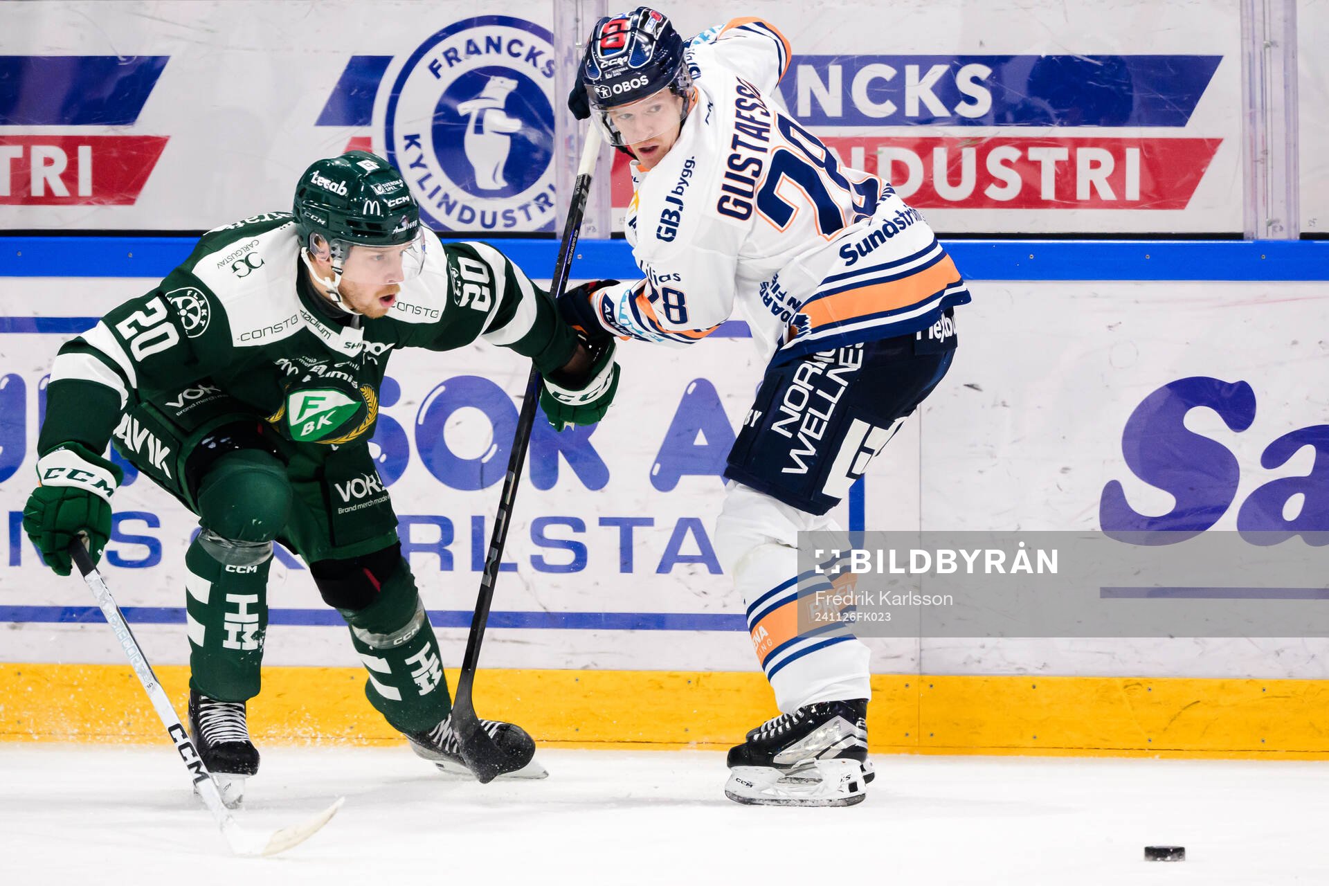 Färjestads Marcus Westfält och Växjös Hugo Gustafsson
