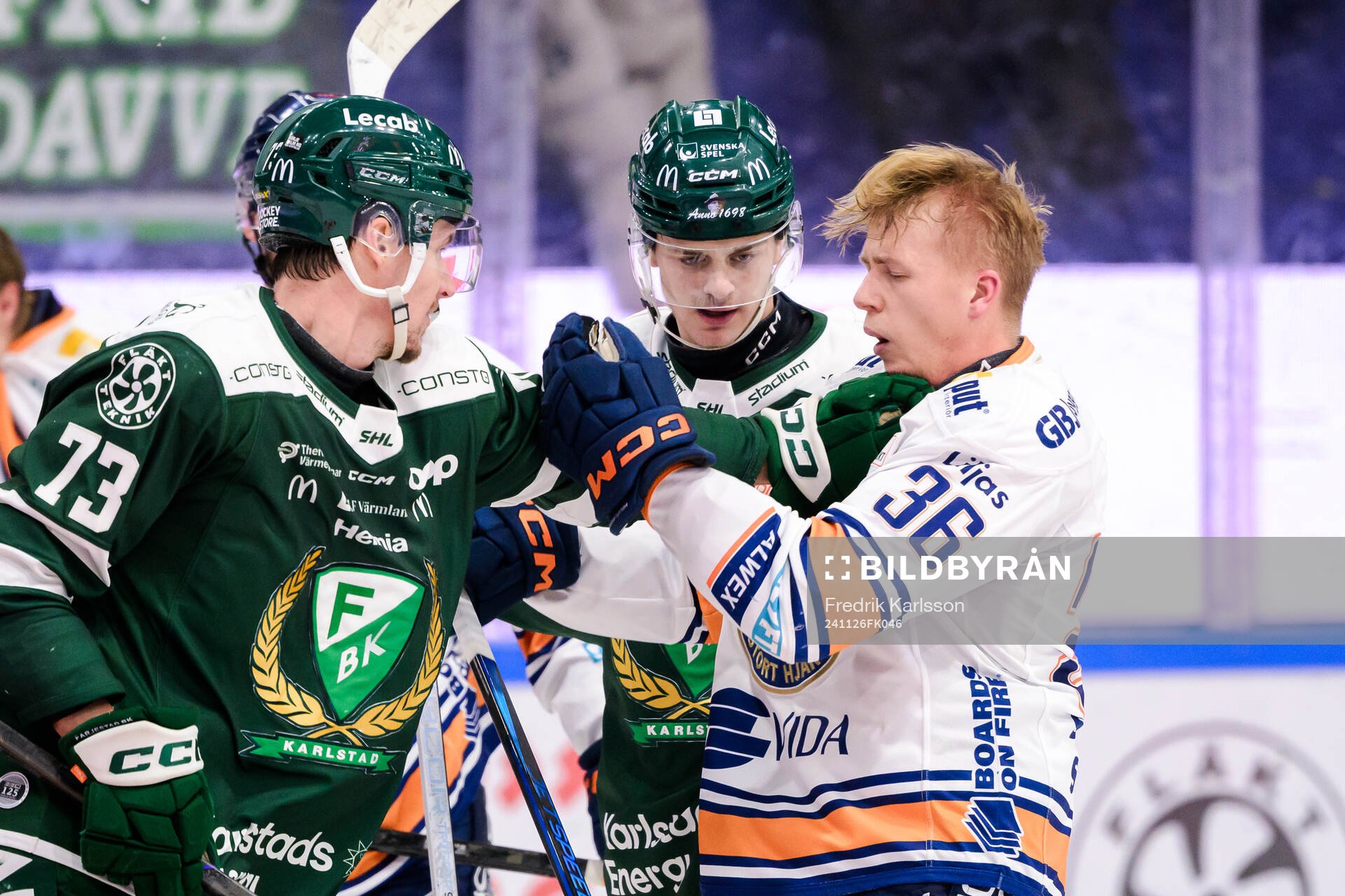 Färjestads Adam Ollas Mattsson och Växjös Elias Rosén