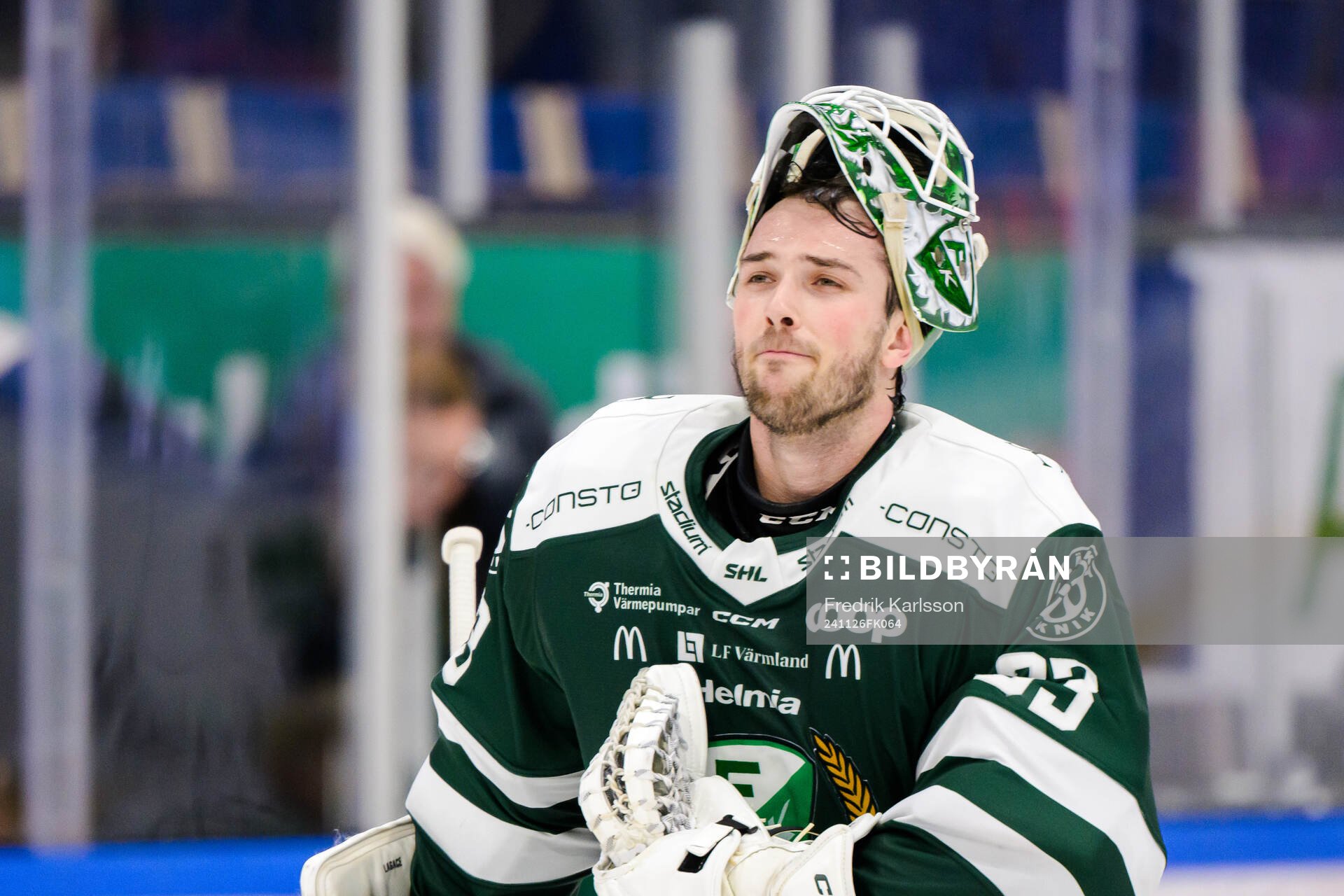 Färjestads målvakt Maxime Lagacé jublar