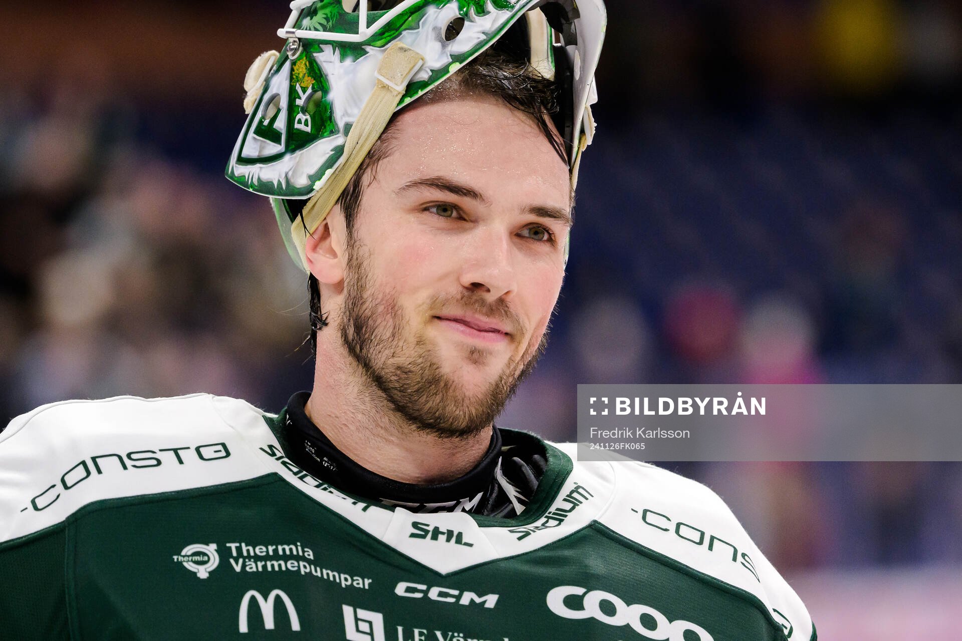 Färjestads målvakt Maxime Lagacé jublar