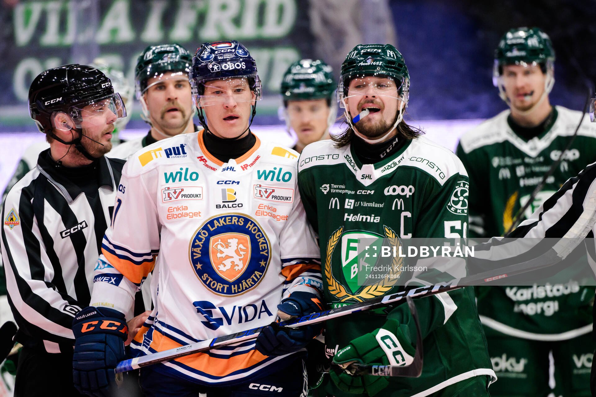 Växjös Emil Sylvegård och Färjestads Linus Johansson