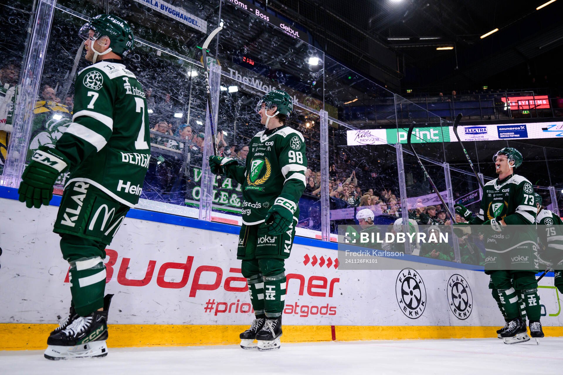 Färjestads Axel Bergkvist, Marian Studenic och Adam Ollas