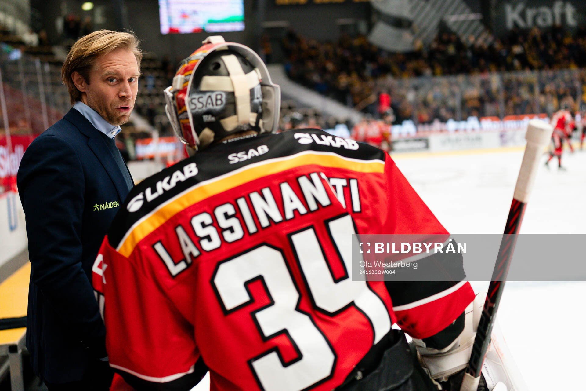 Luleås målvaktstränare Gusten Törnqvist och målvakt