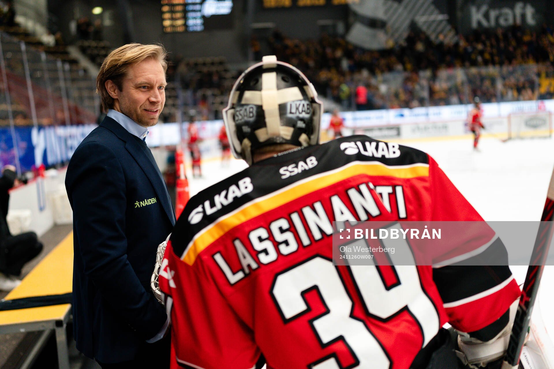 Luleås målvaktstränare Gusten Törnqvist och målvakt
