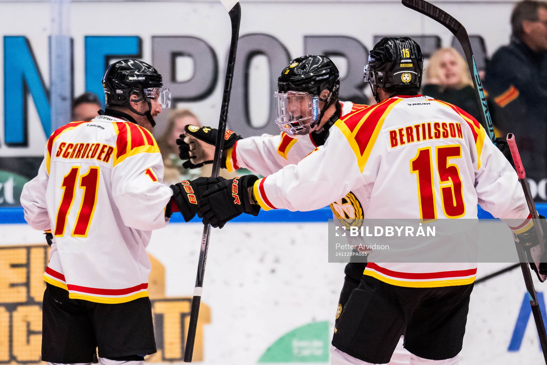 Brynäs Jordan Schroeder, Oskar Lindblom och Simon