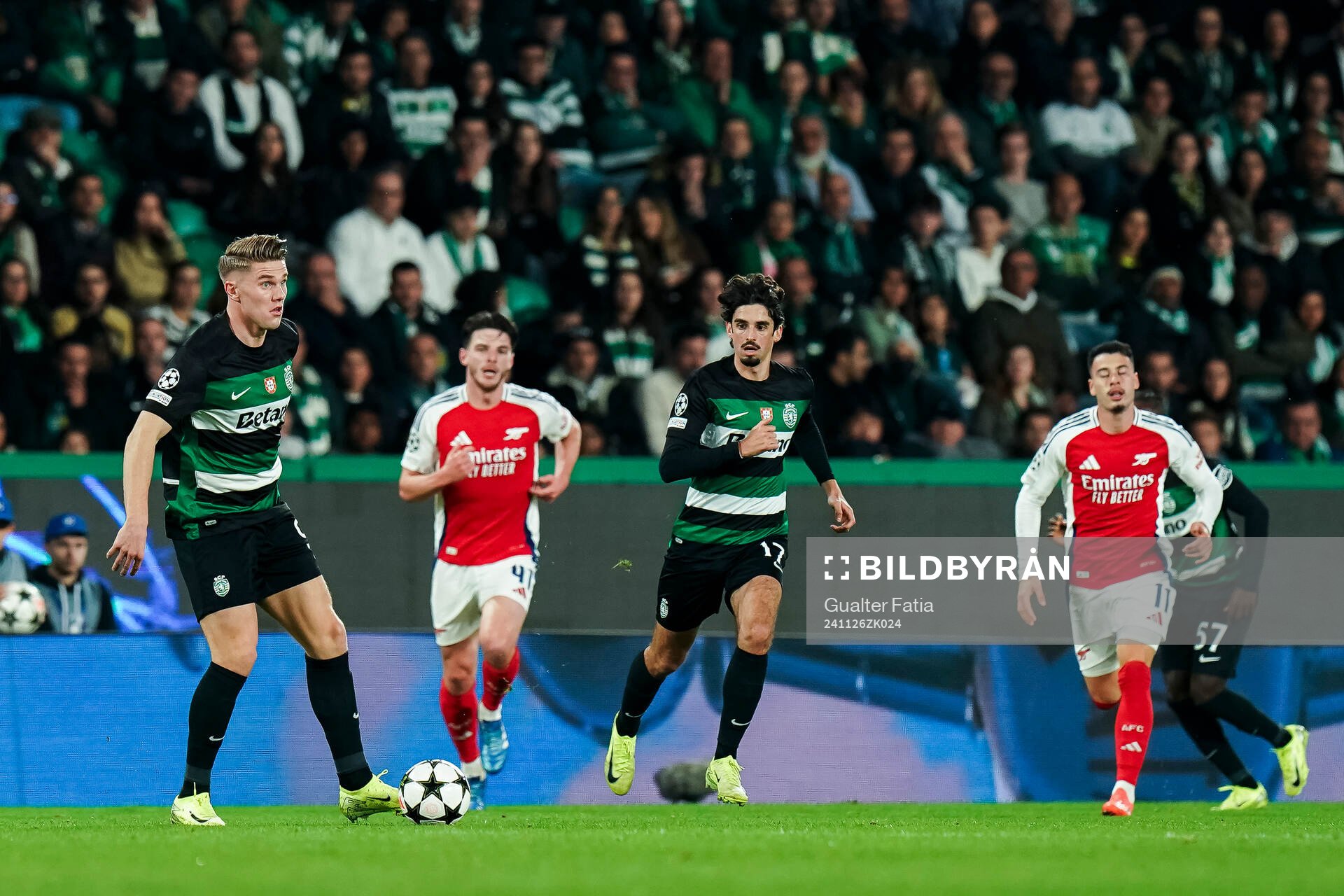 Viktor Gyökeres of Sporting Lisbon during the Champions League football match between Sporting Lisbon and Arsenal on November 26, 2024 in Lissabon.