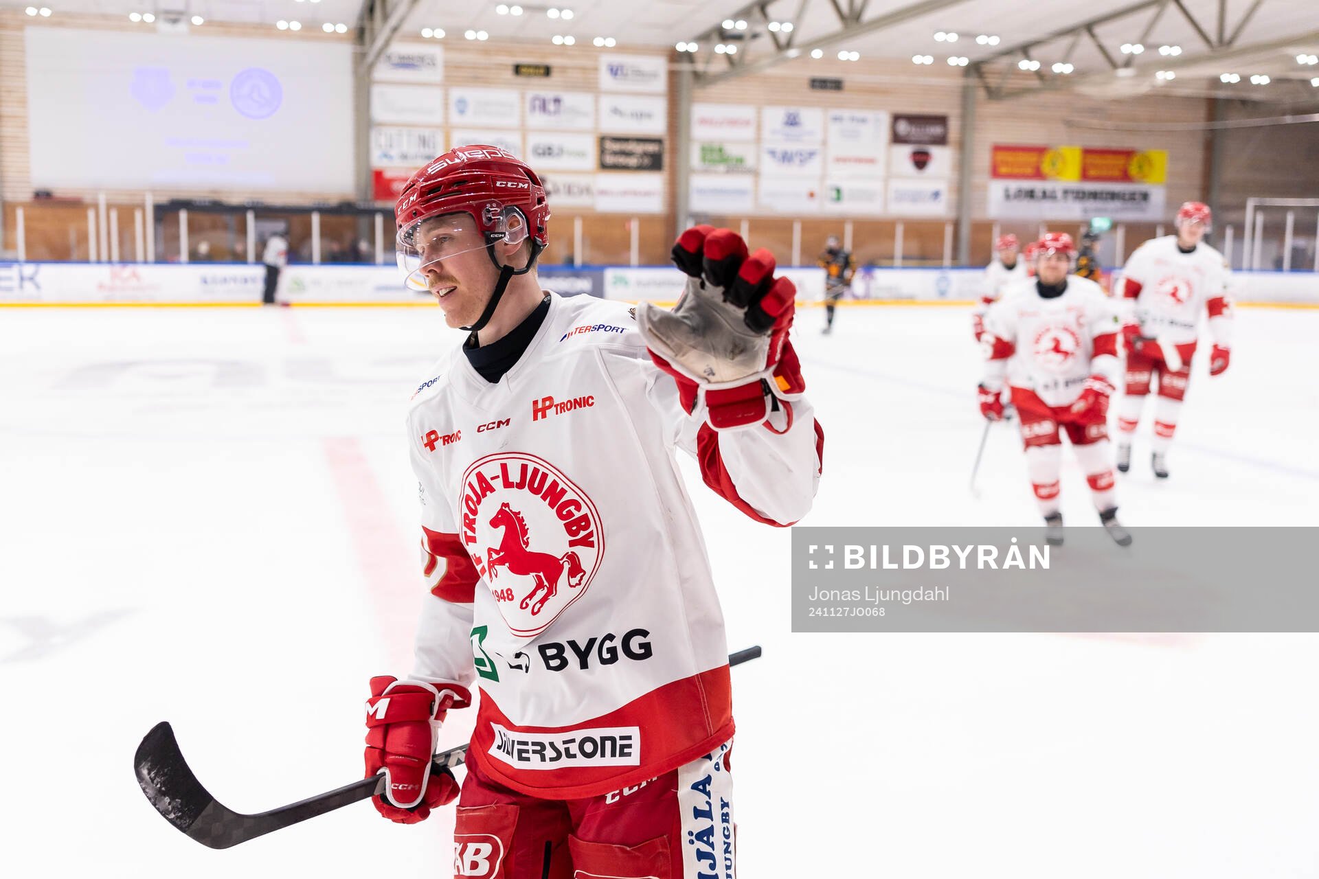 Troja/Ljungbys Filip Lennström jublar