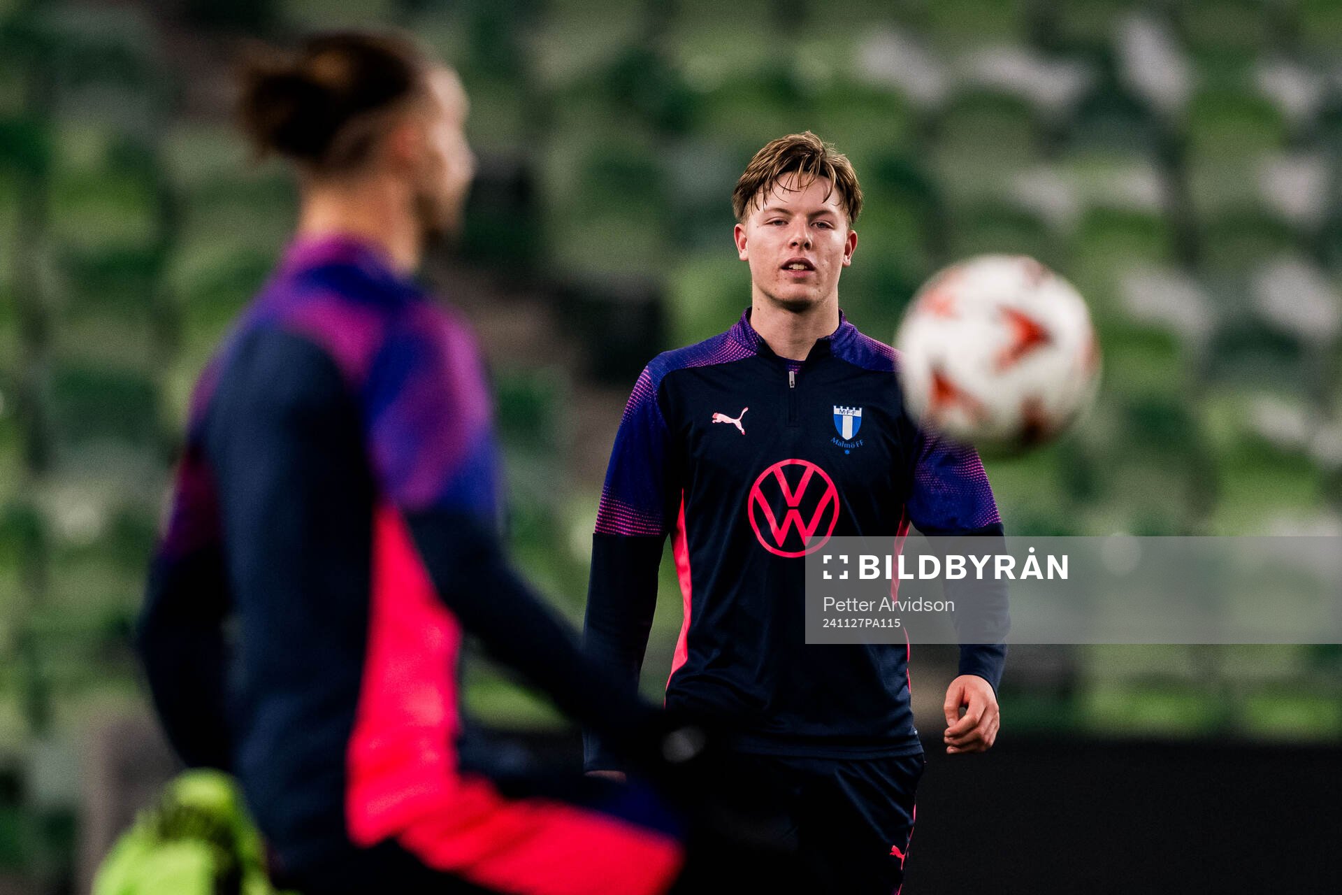 Nils Zätterström of Malmö FF during a UEFA Europa League training session on November 27, 2024 in Budapest. 
