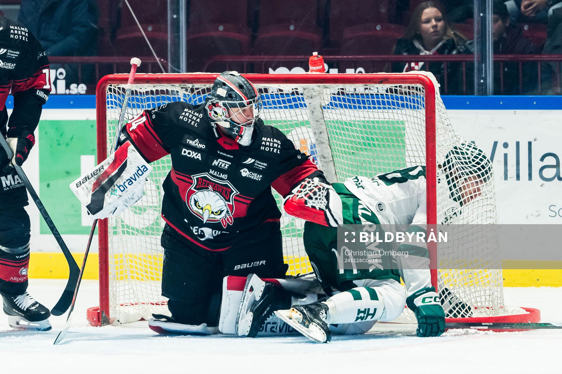 Malmö Redhawks målvakt Marek Langhamer och Färjestads