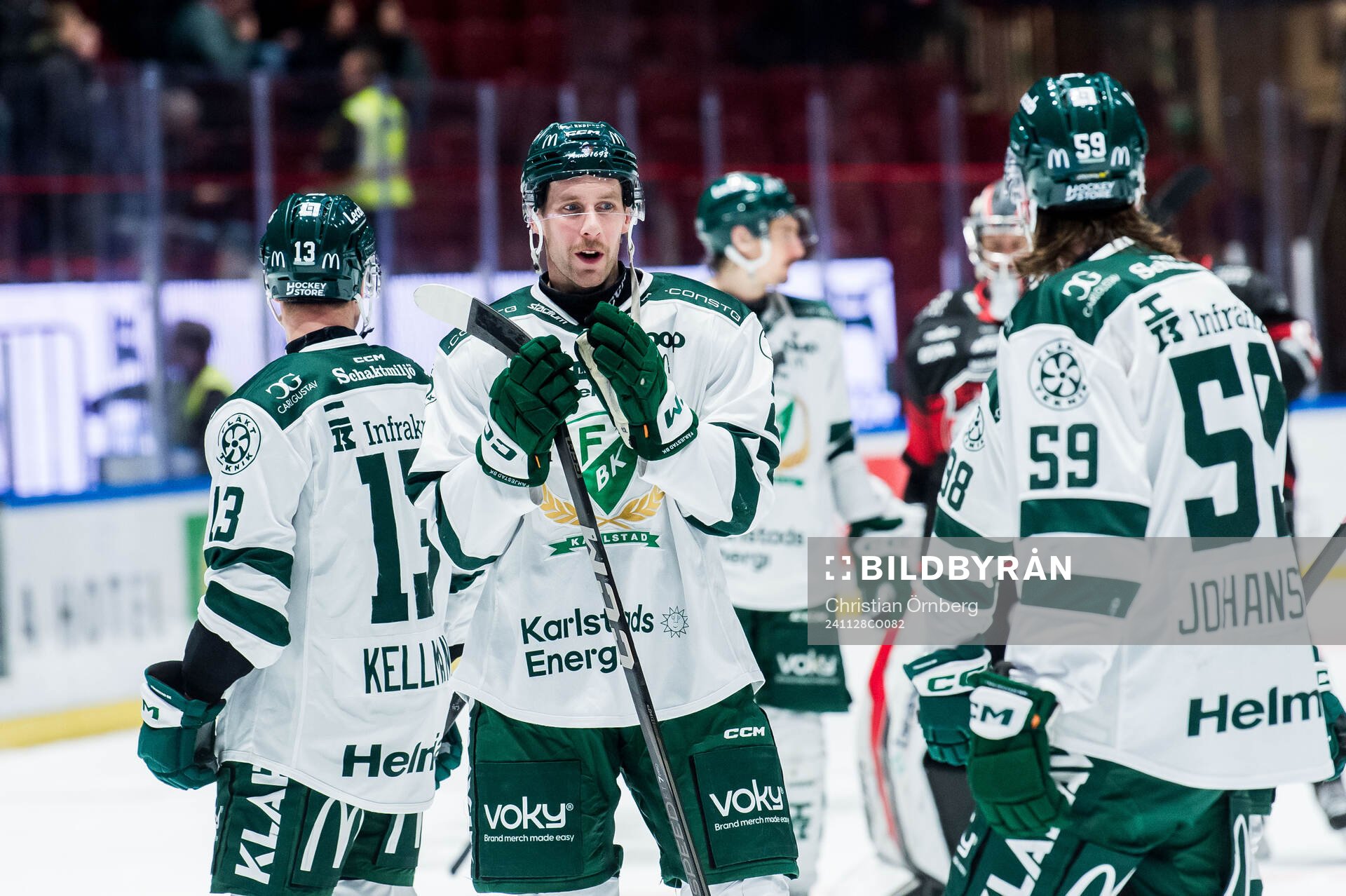 Färjestads spelare jublar