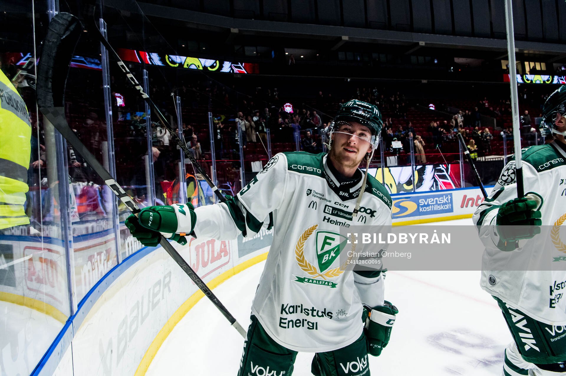 Färjestads Jeremy Salvas Groleau jublar