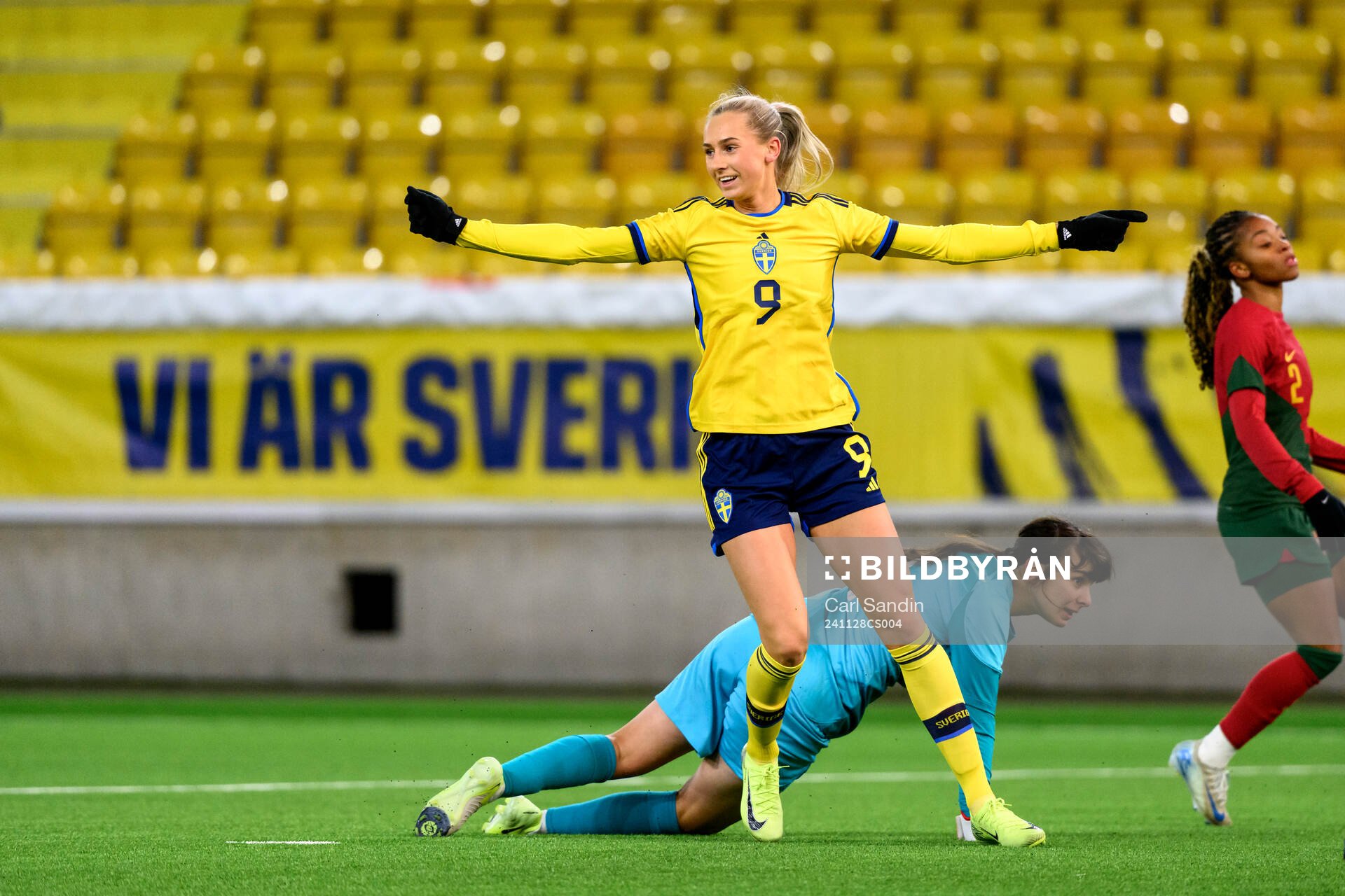 Ellen Wangerheim of Sweden celebrating the 1-0 goal