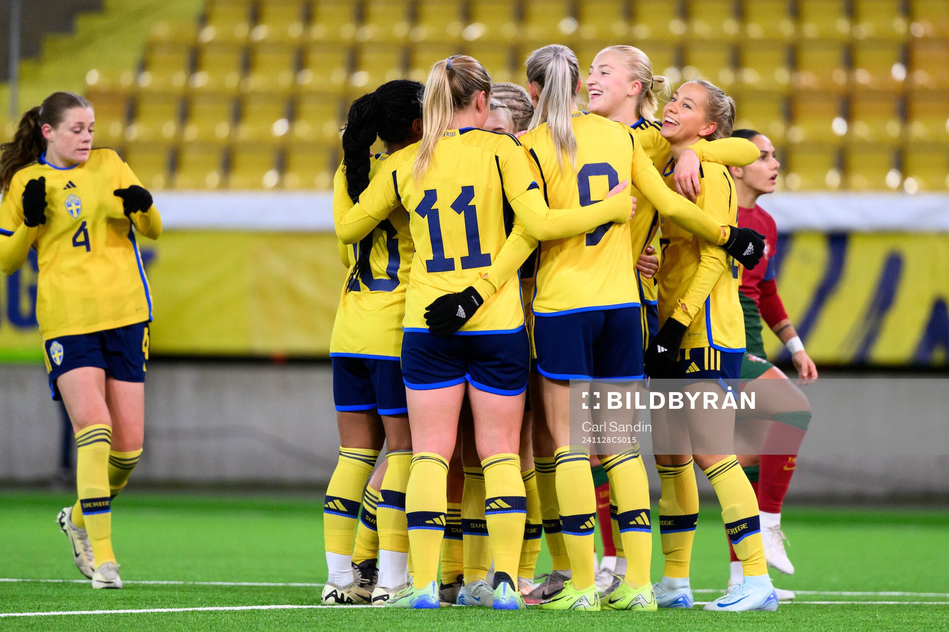 Sara Eriksson of Sweden celebrates after scoring 2-0 during the under-23 international friendly football match between Sweden and Portugal on November 28, 2024 in Borås. 