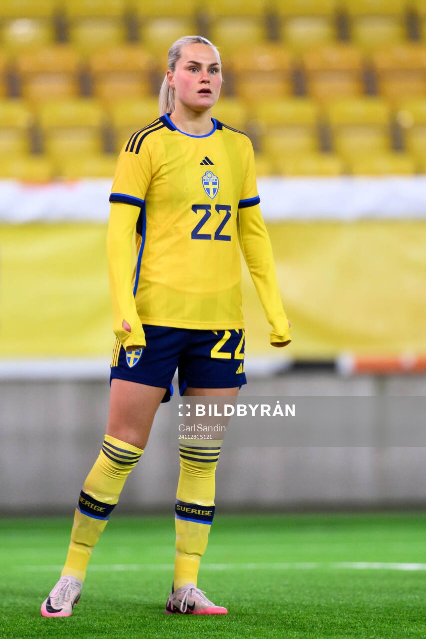 Johanna Svedberg of Sweden during the under-23 international friendly football match between Sweden and Portugal on November 28, 2024 in Borås.