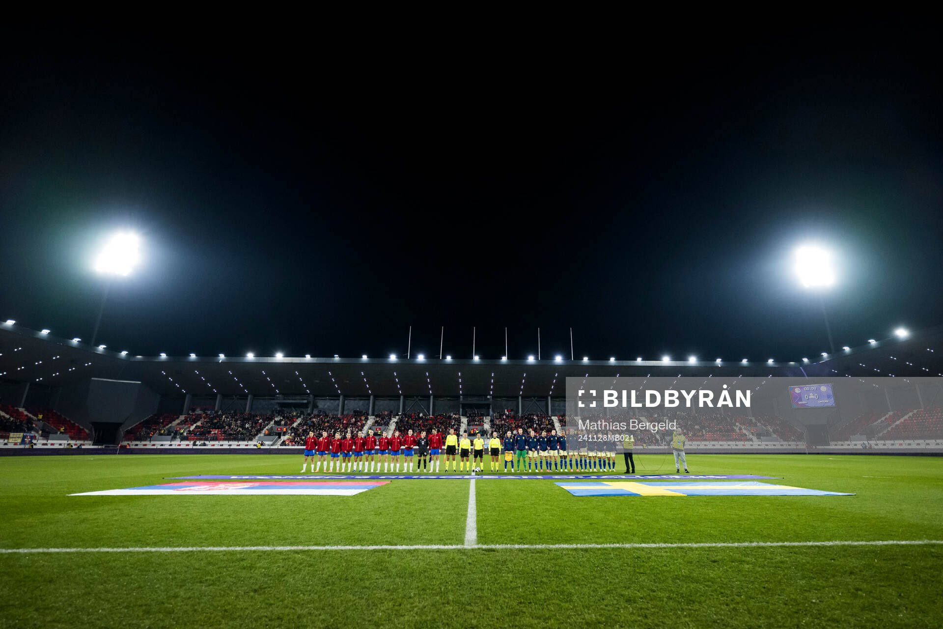 The players at line up had of the UEFA Women's Euro