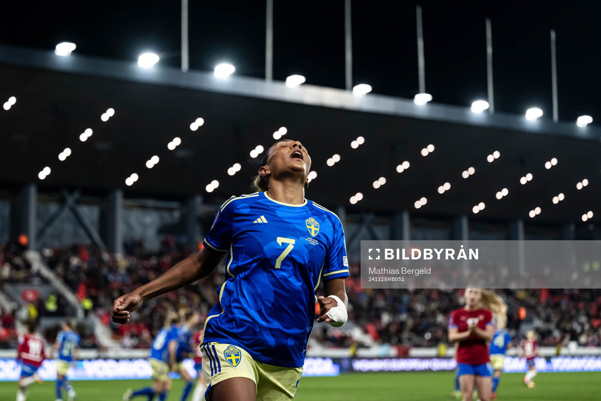 Madelen Janogy of Sweden reacts