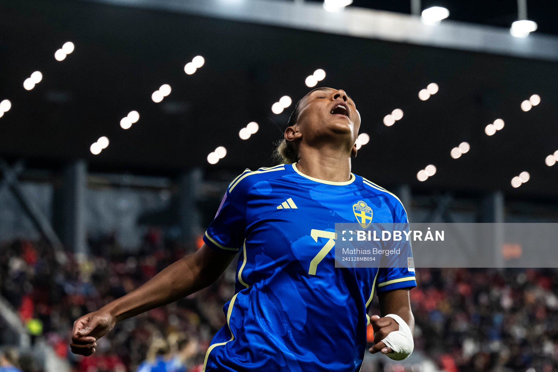 Madelen Janogy of Sweden reacts