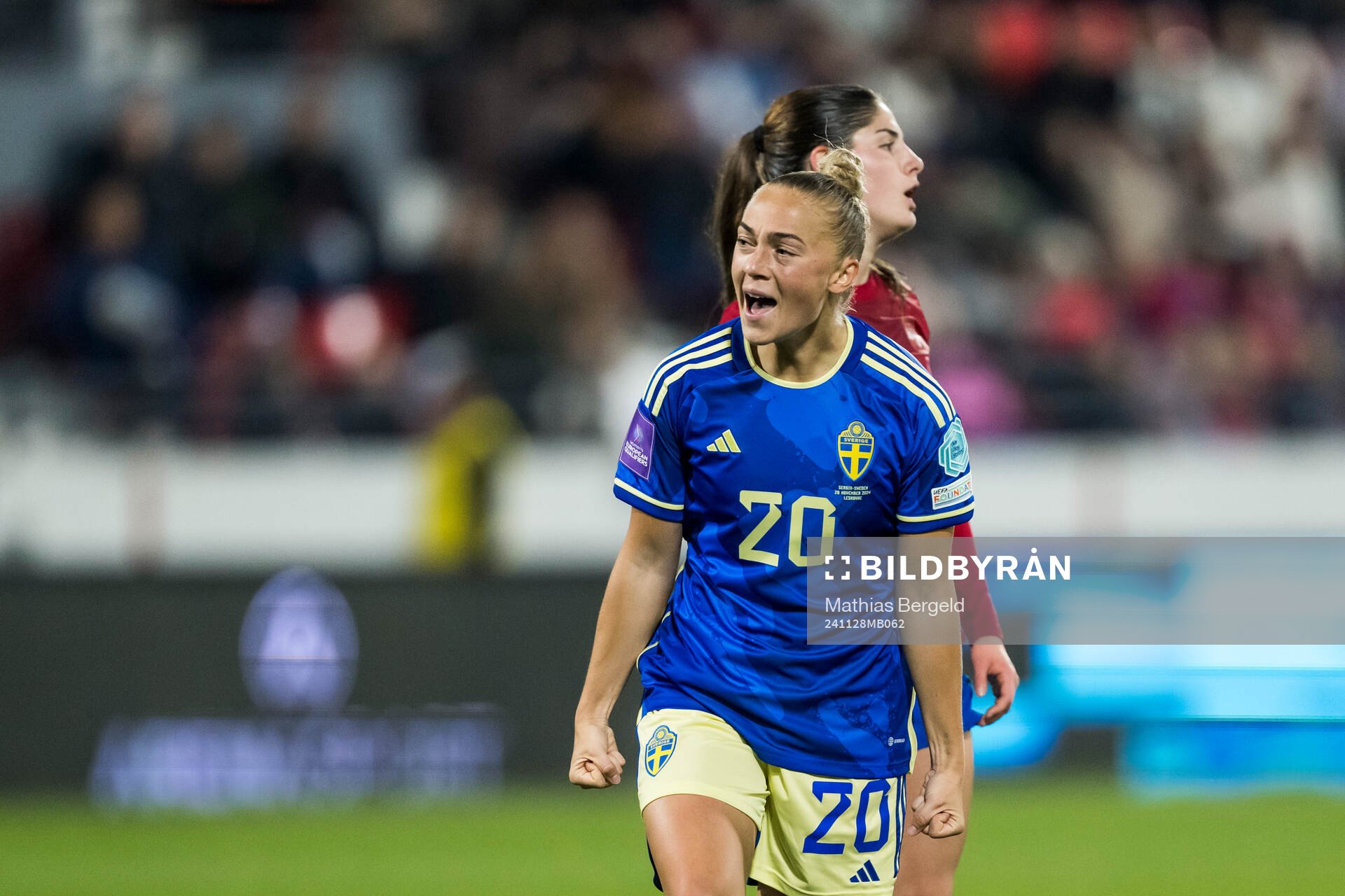 Hanna Bennison of Sweden celebrating the 1-0 goal