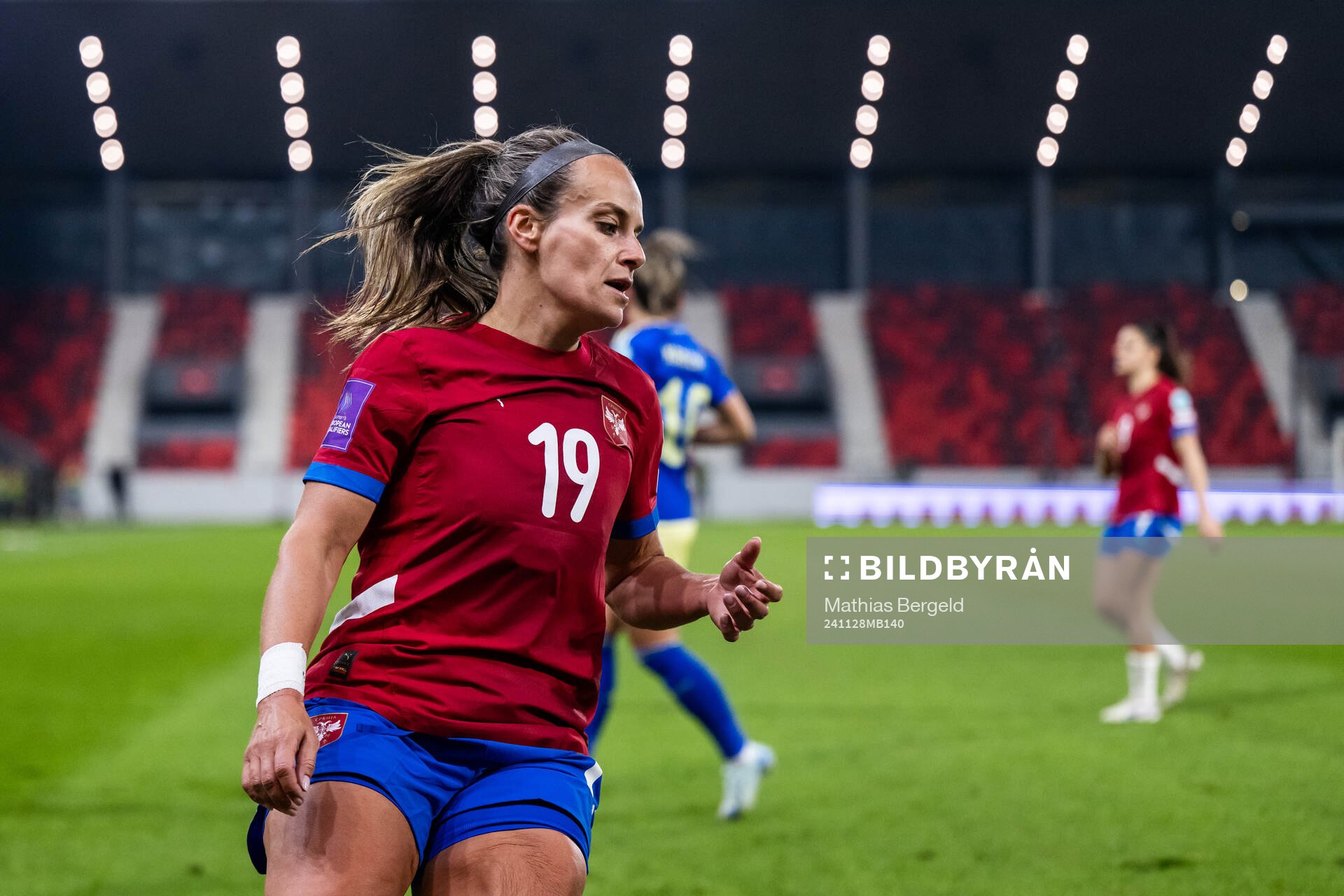 Tyla Jay Vlanjic of Serbia during the UEFA Women's Euro Qualifier second round play-off football match between Serbia and Sweden on November 28, 2024 in Leskovac.