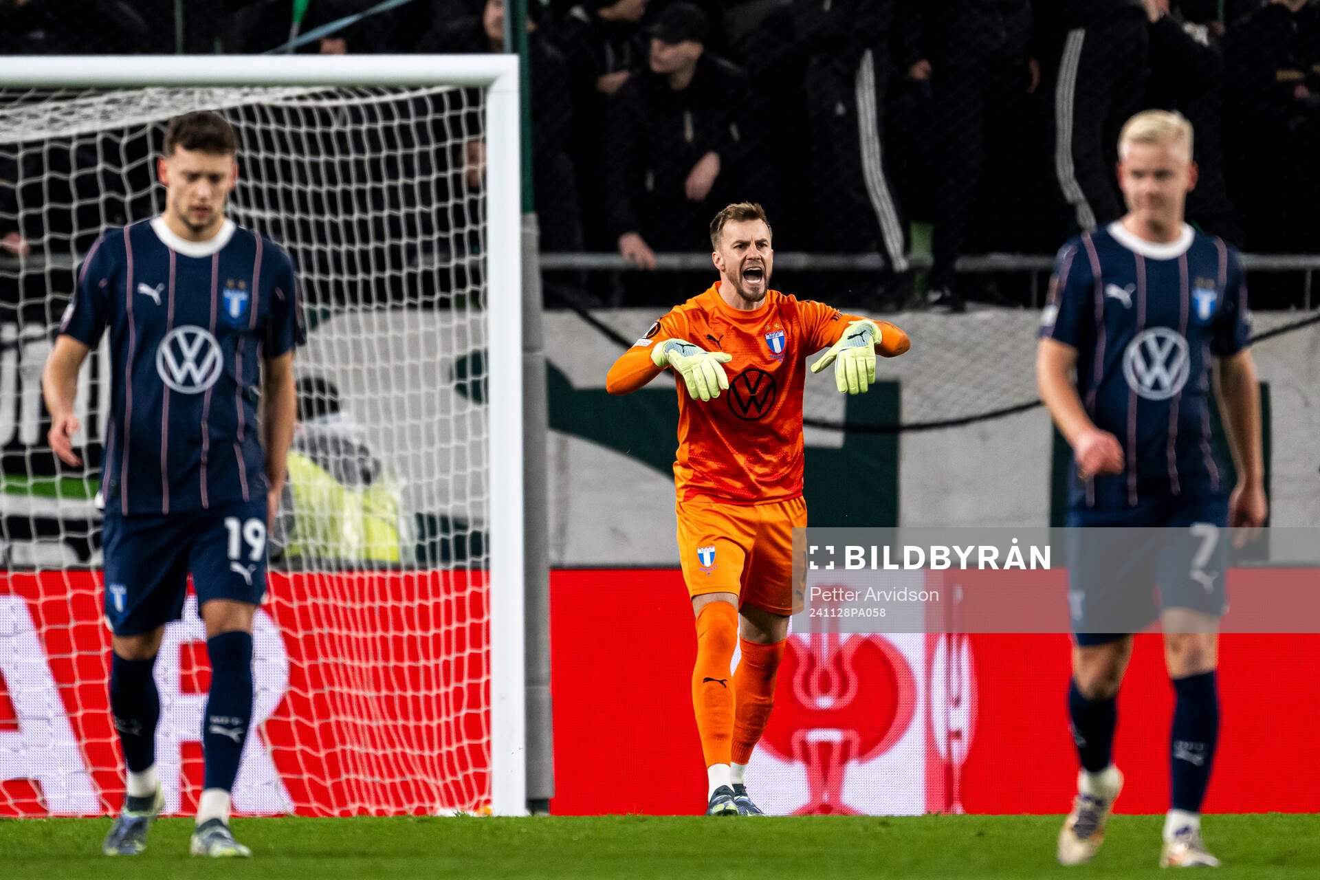 goalkeeper Ricardo Friedrich of Malmö FF reacts
