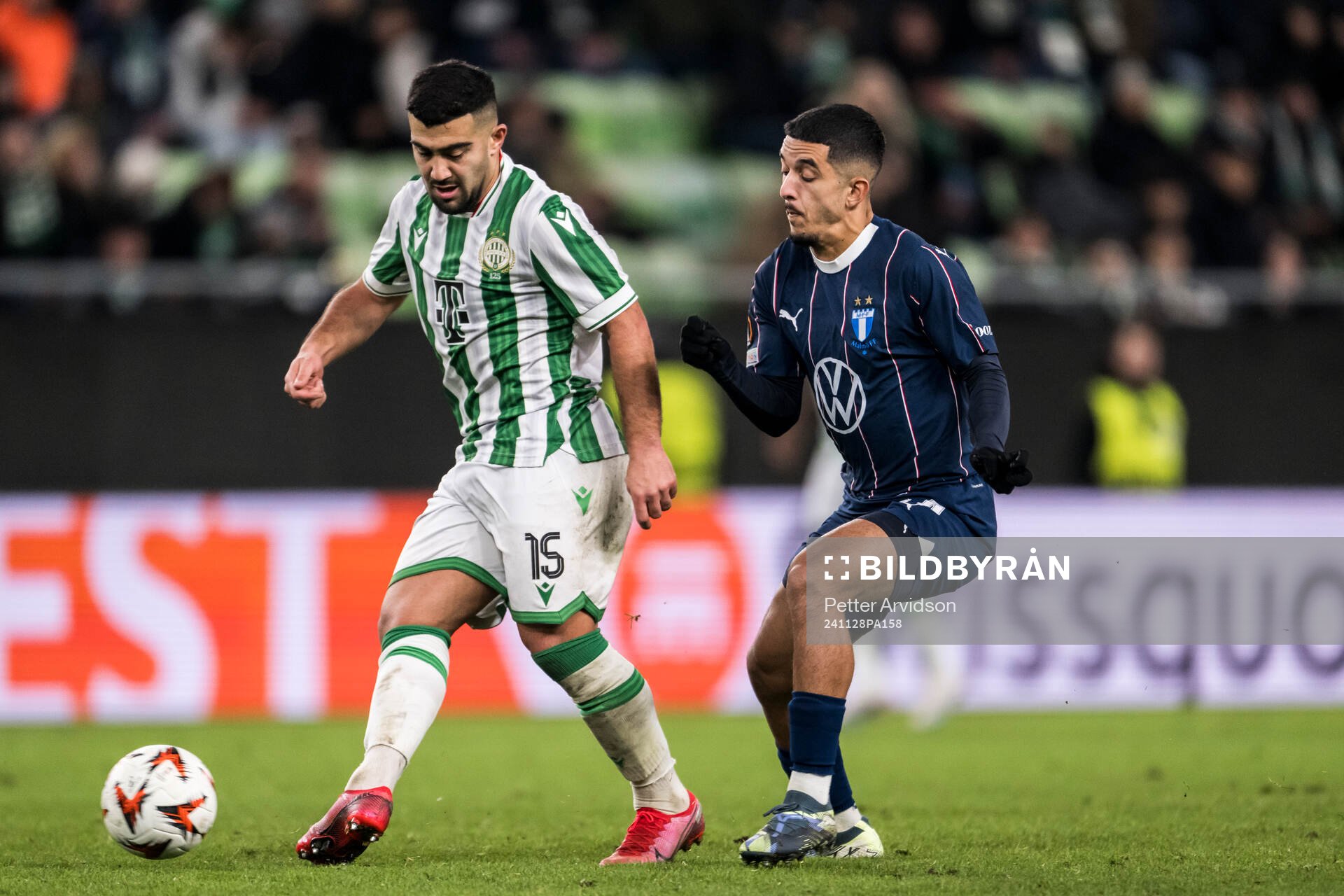 Mohammad Abu Fani of Ferencvaros and Zakaria Loukili of
