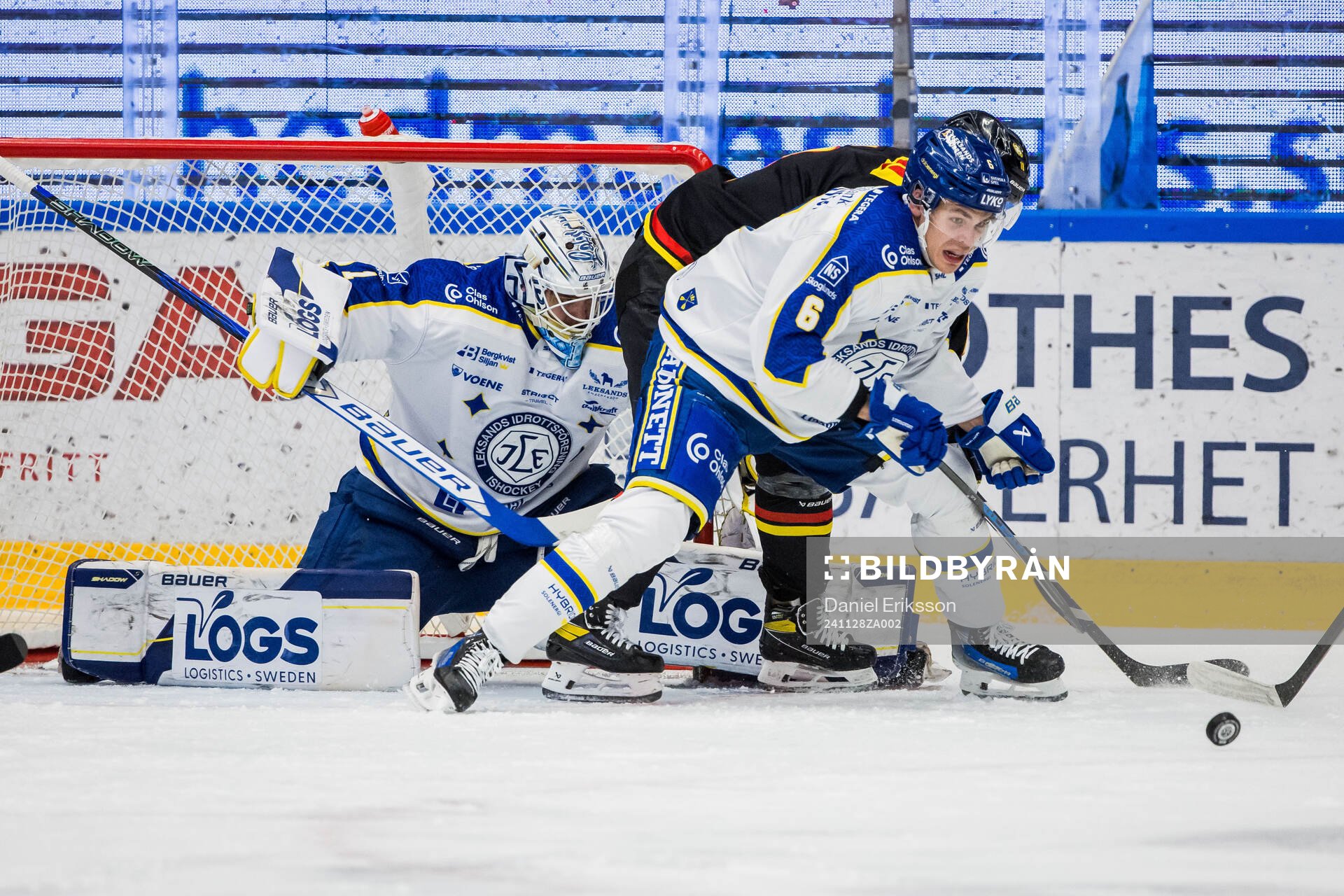 Leksands målvakt Marcus Gidlöf och Alexander Lundqvist