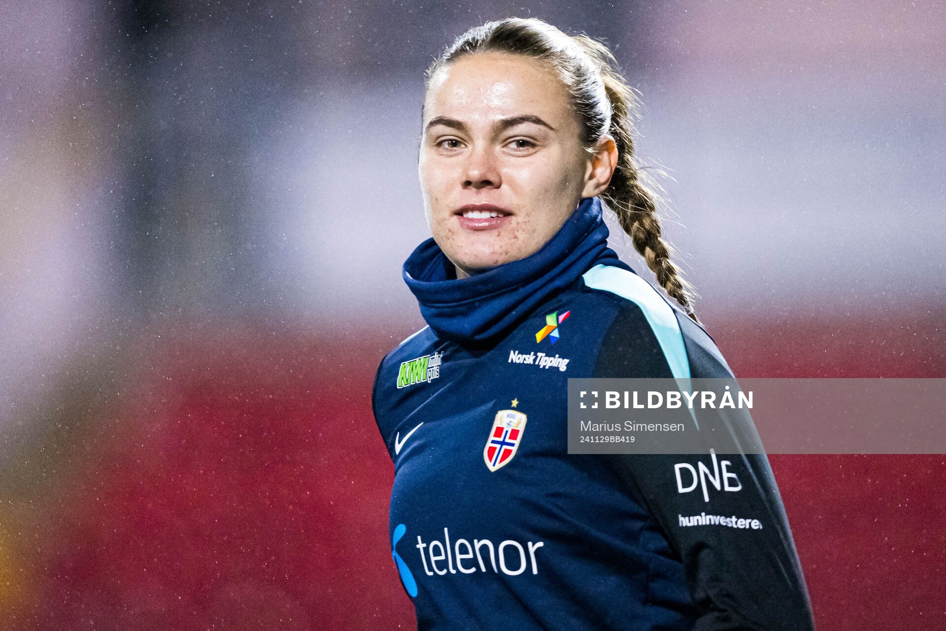 Marthine Østenstad of Norway warms up