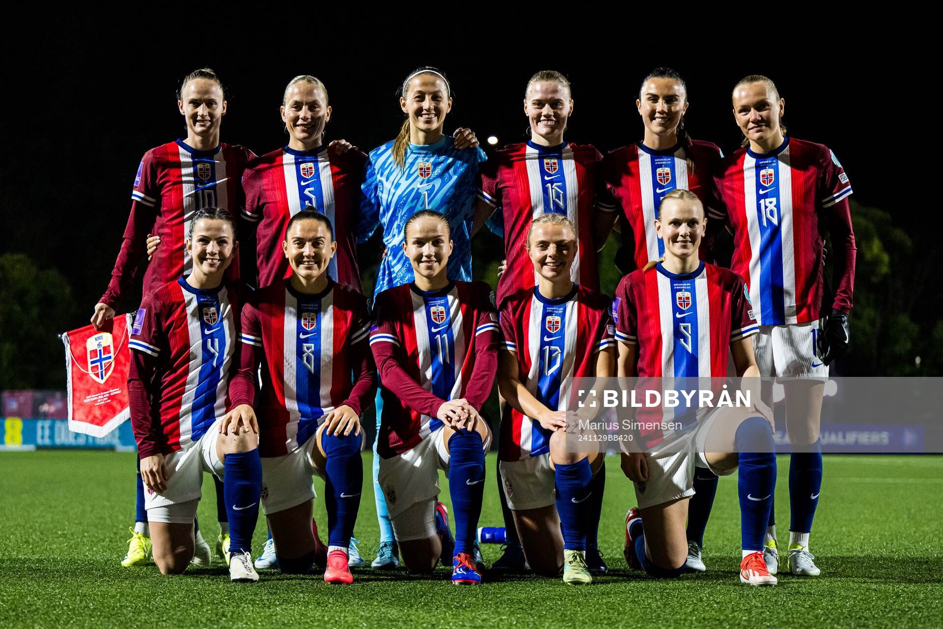 The starting eleven of Norwaya poses for a team photo