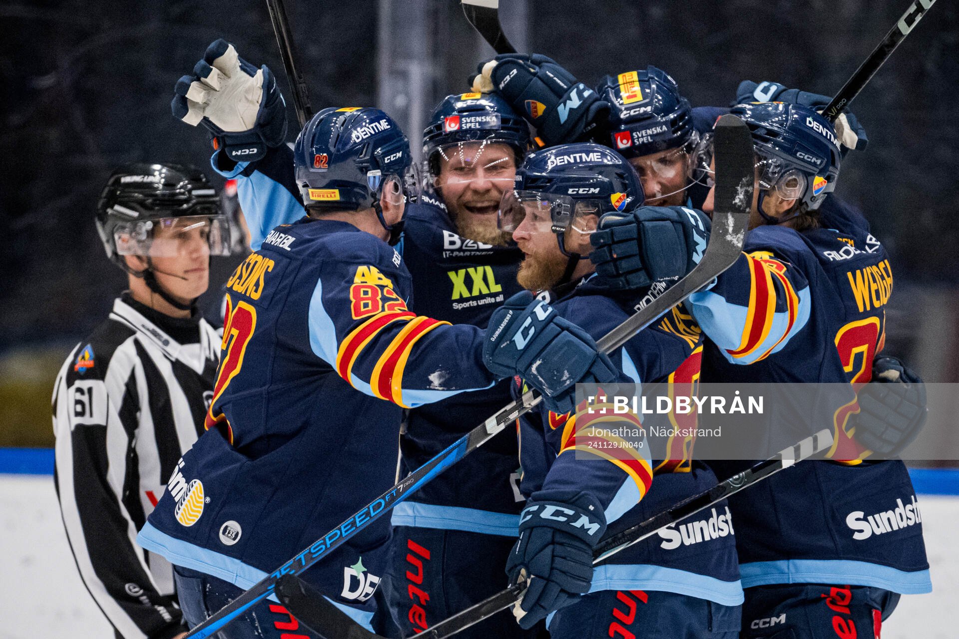 Djurgårdens Patrick Thoresen och Linus Klasen jublar