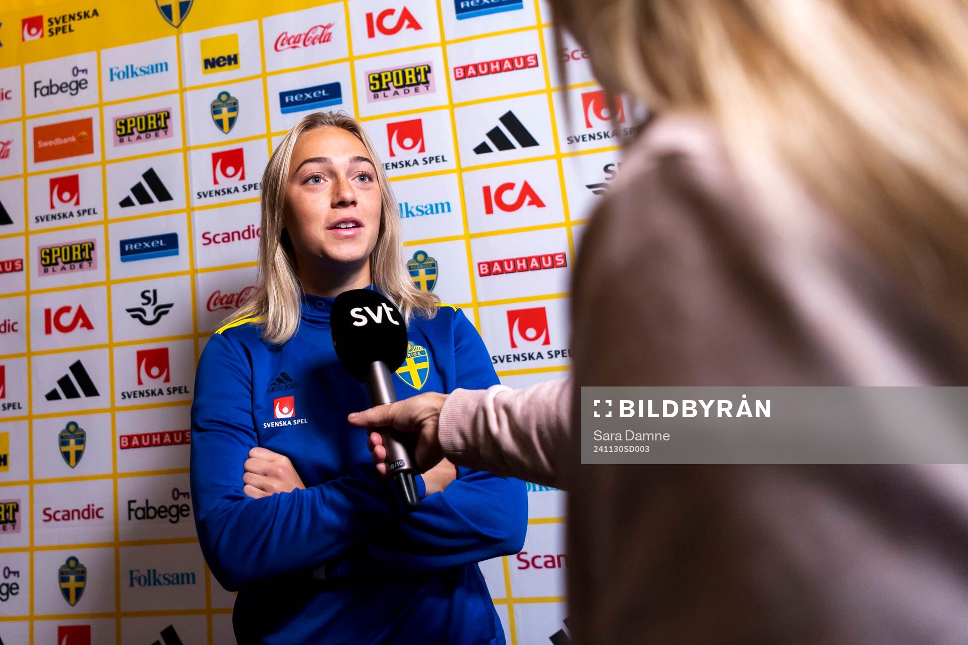 Hanna Bennison of Sweden is interviewed by Swedish