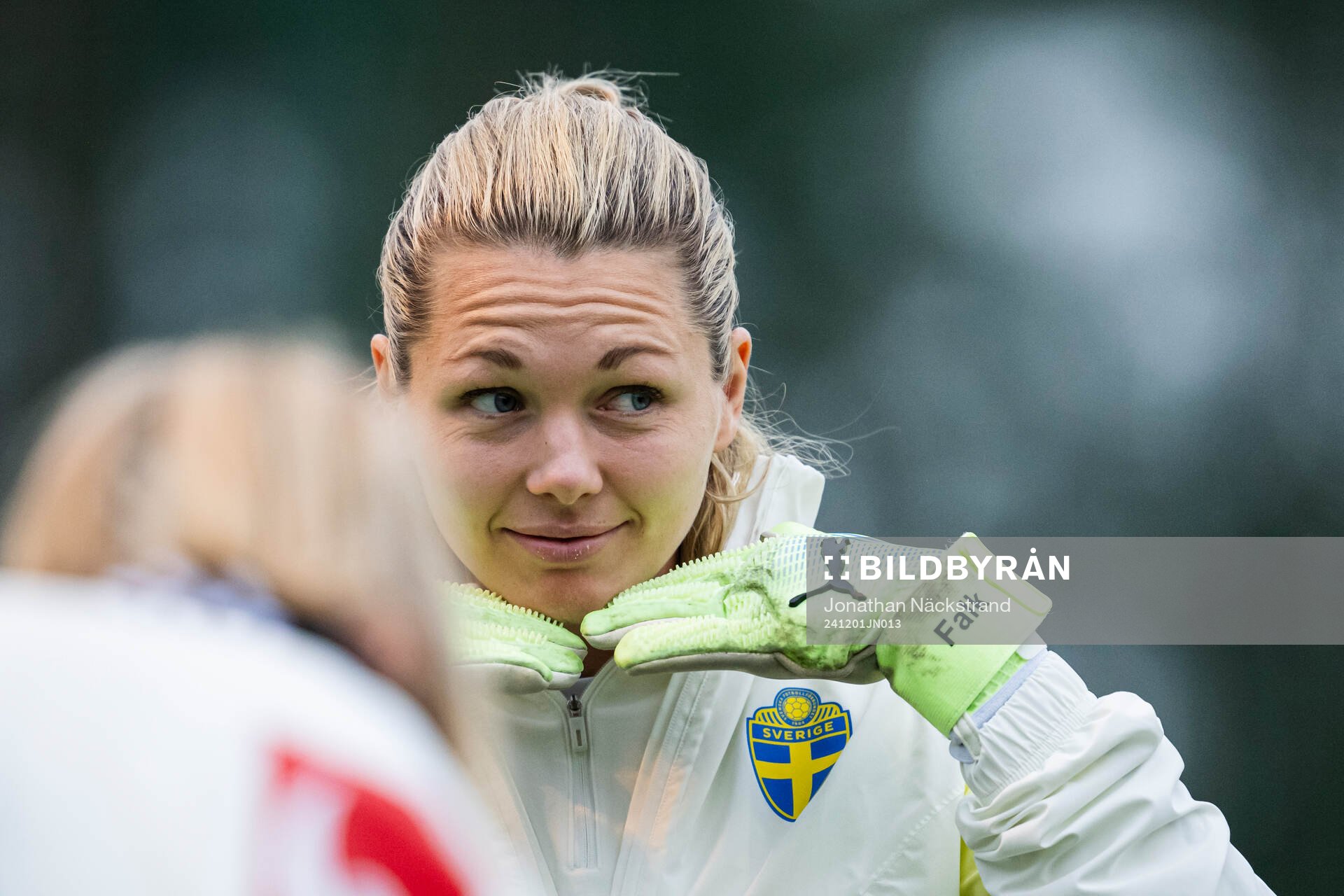 Goalkeeper Jennifer Falk of the Swedish women's national