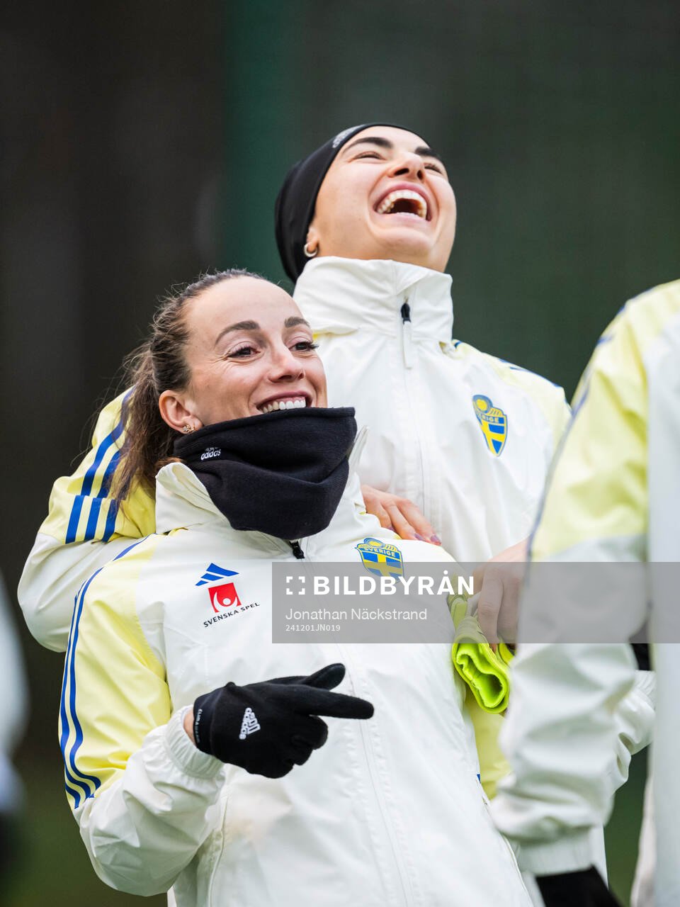 Kosovare Asllani and goalkeeper Zecira Musovic of the