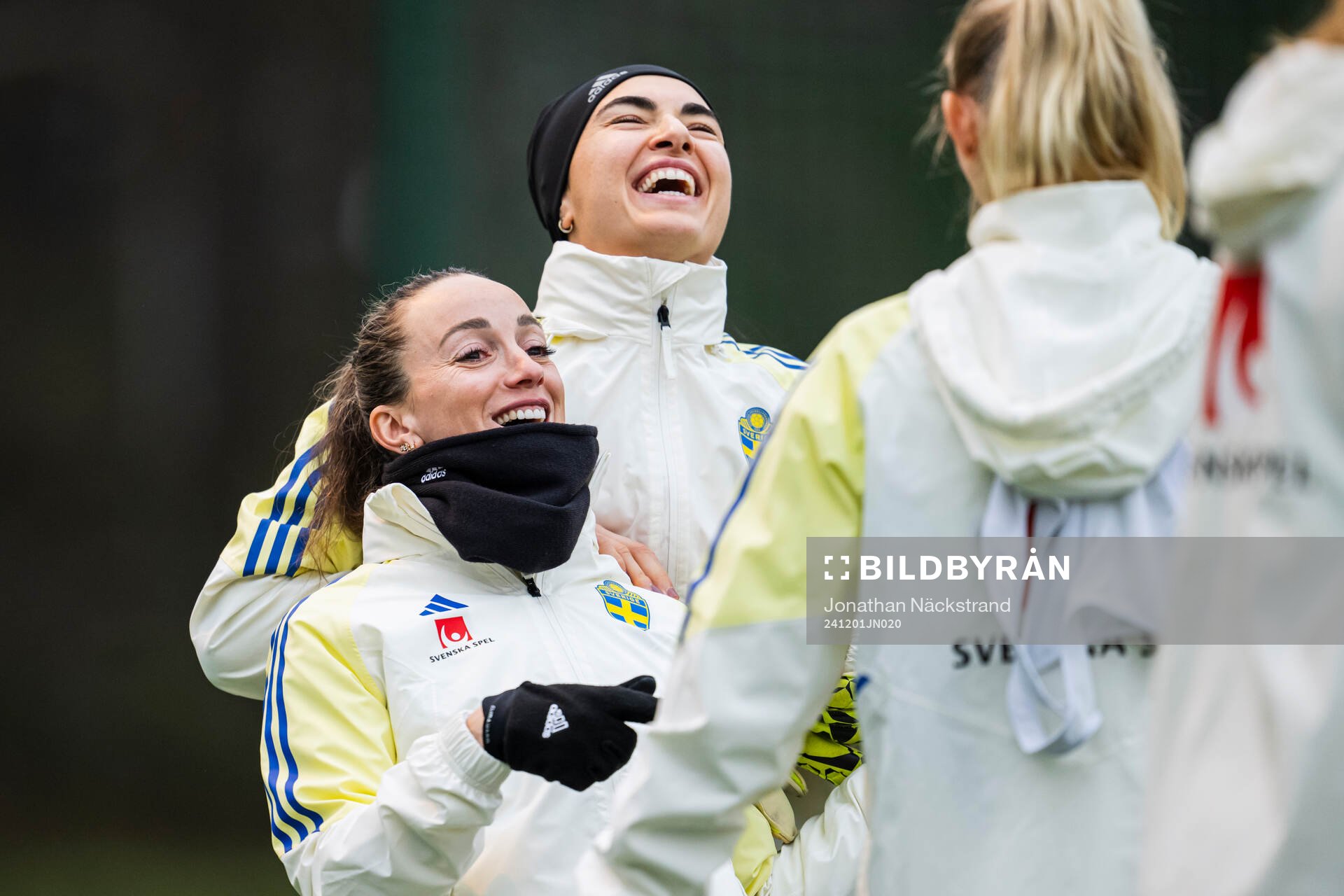Kosovare Asllani and goalkeeper Zecira Musovic of the