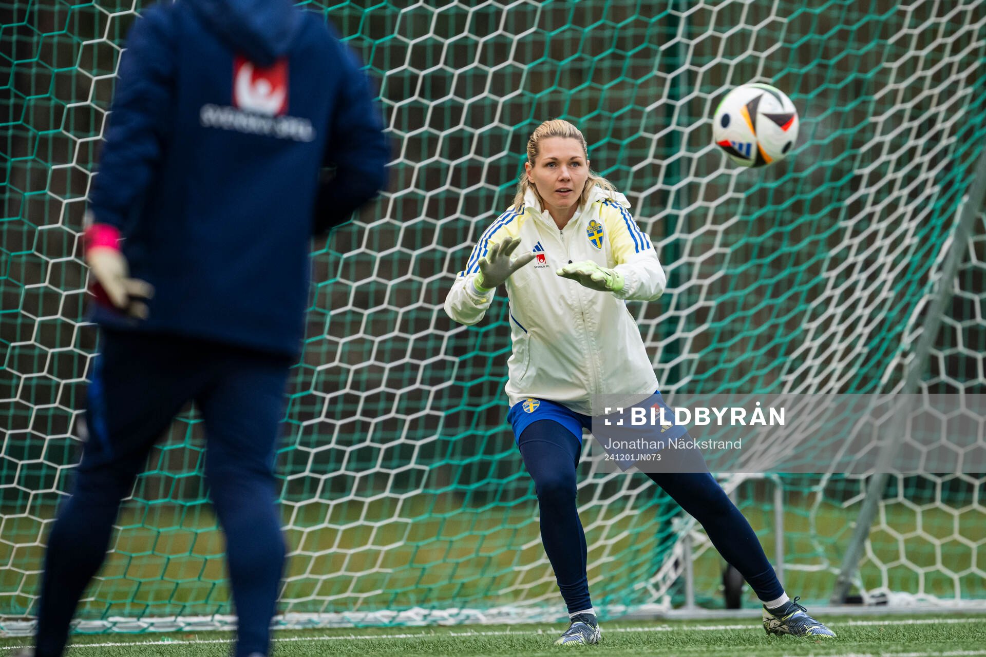 Goalkeeper Jennifer Falk of the Swedish women's national