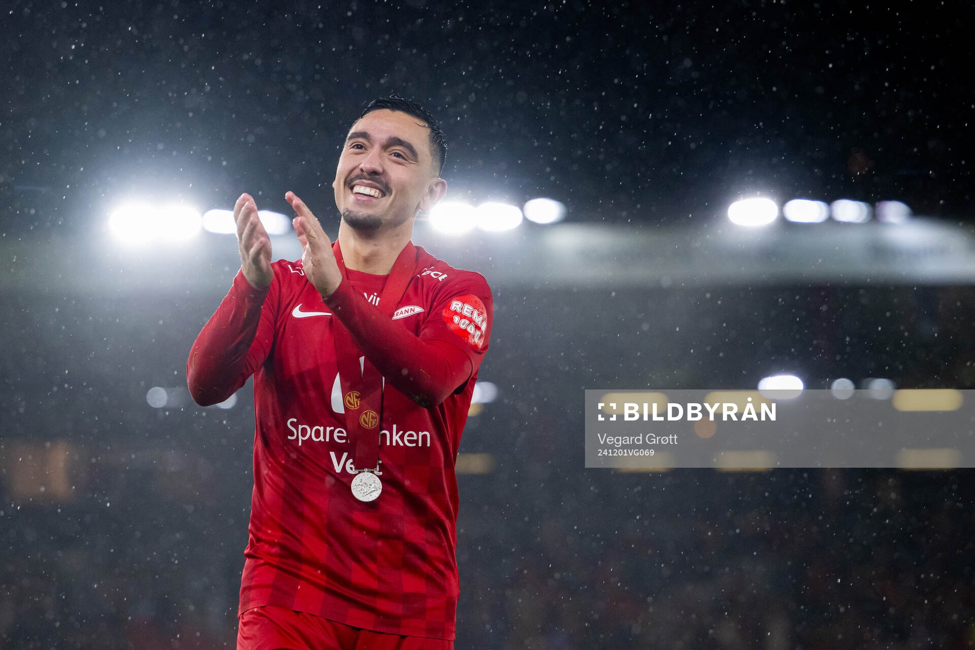 Niklas Castro of Brann celebrates after the Eliteserien football match between Brann and Viking on December 1, 2024 in Bergen. 