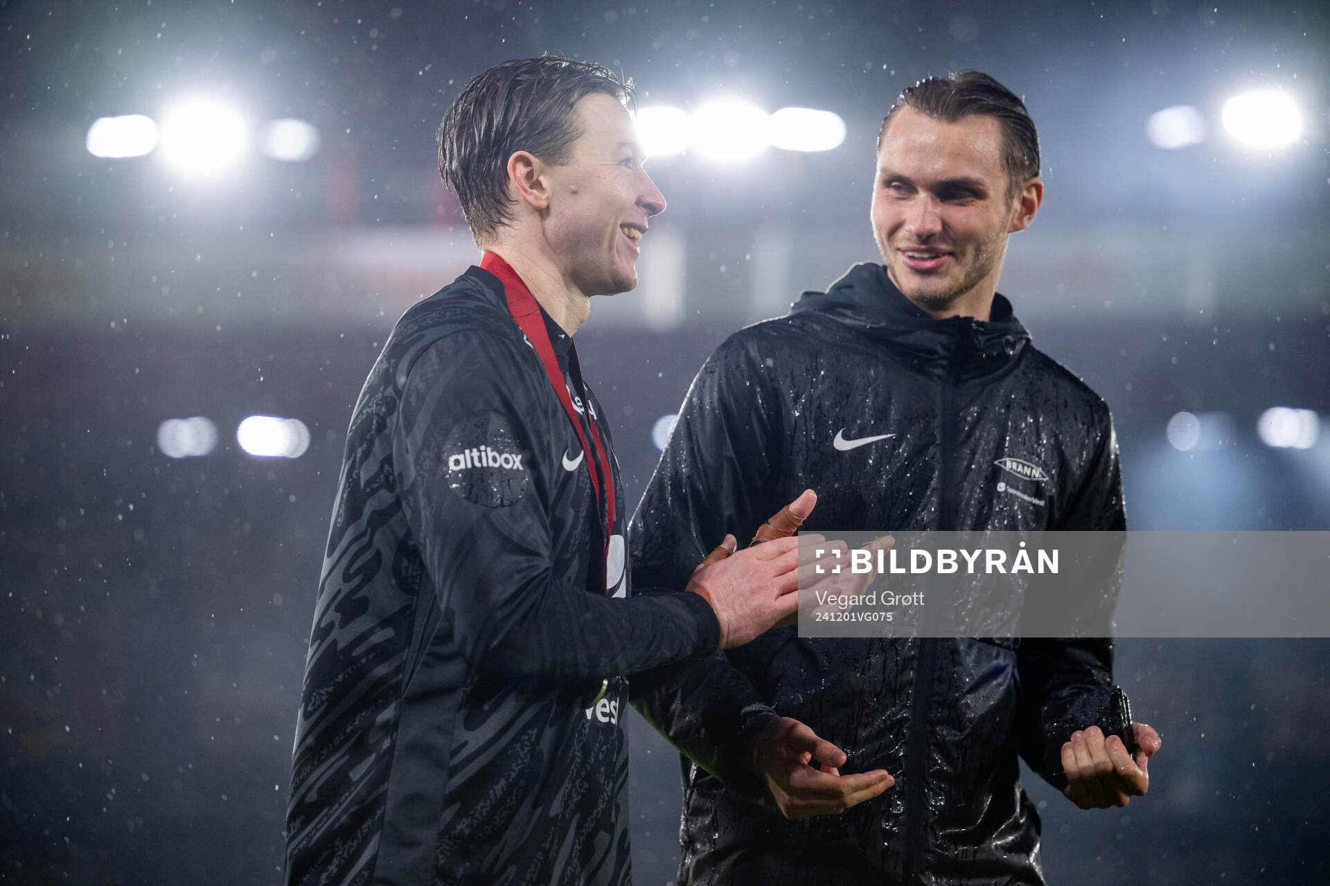 Goalkeeper Mathias Dyngeland and Mads Sande of Brann