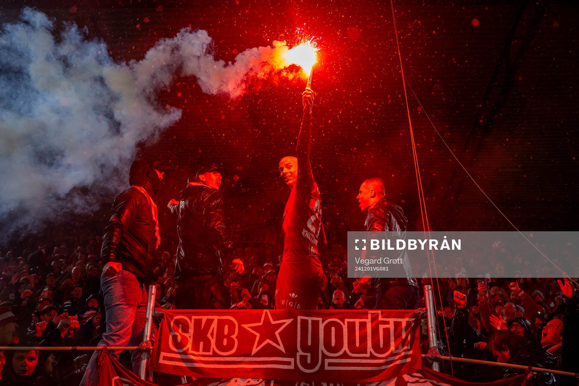 Ruben Kristiansen of Brann celebrates with the fans
