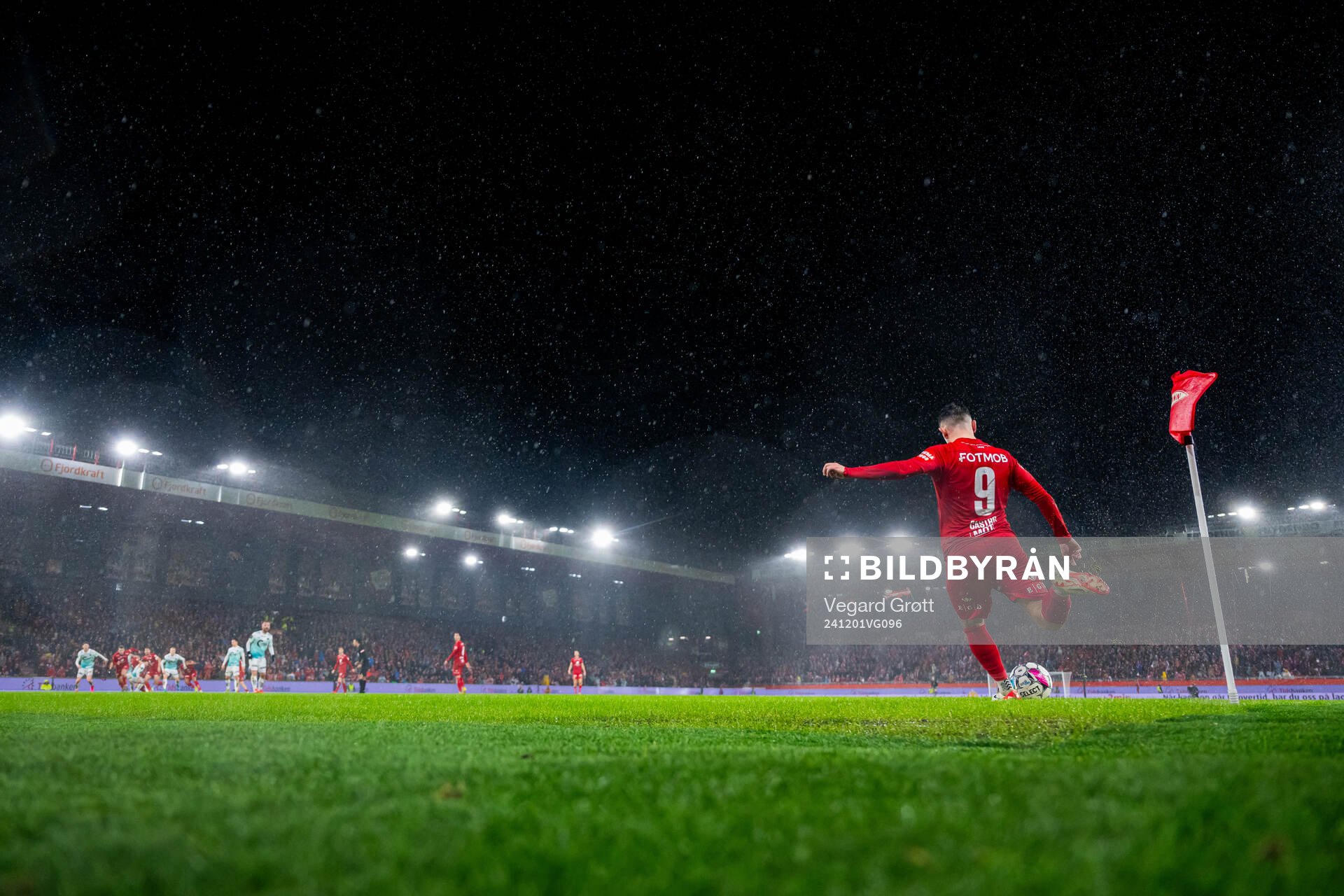 Niklas Castro of Brann takes a corner kick
