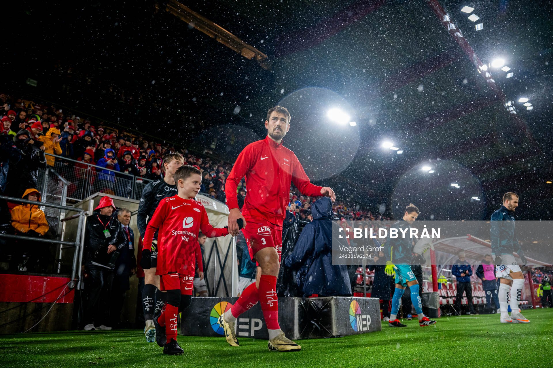 Fredrik Pallesen Knudsen of Brann enters the pitch