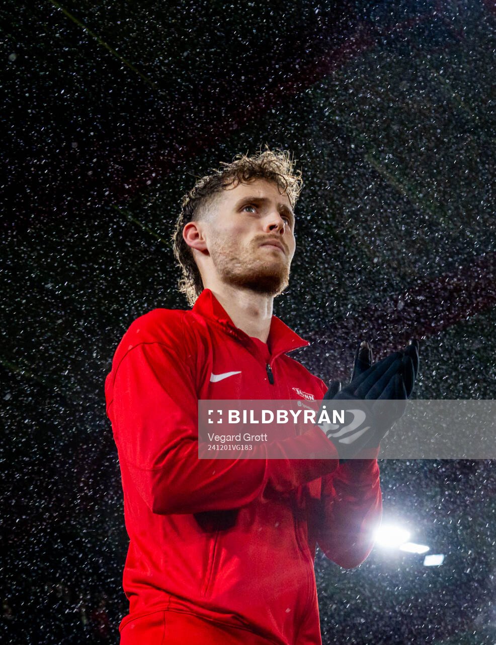 Ole Didrik Blomberg of Brann enters the pitch