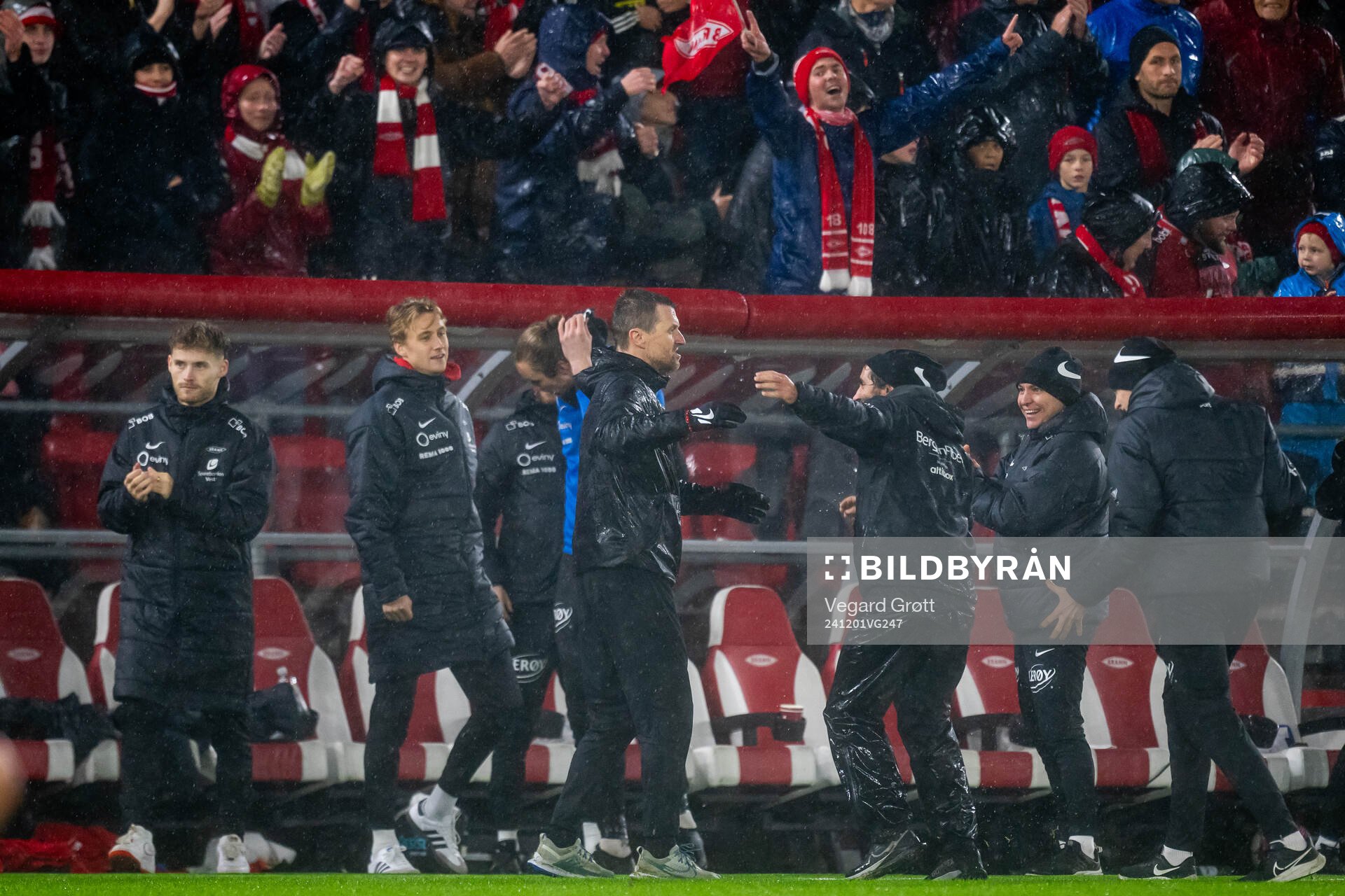 Eirik Horneland, head coach of Brann, celebrates at the