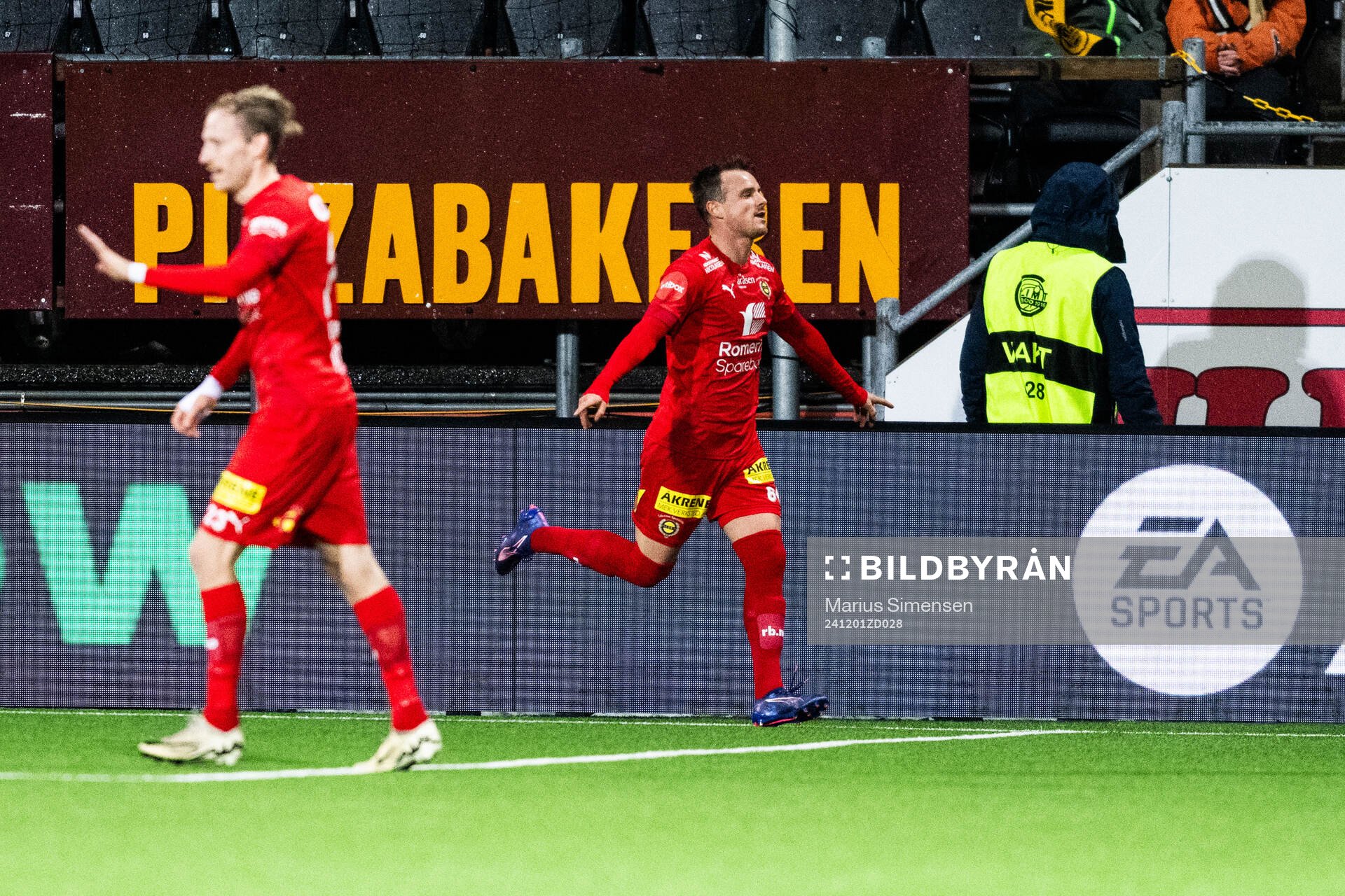 Jan Eric Anton Larsson of Lillestrøm celebrates after 0-1 during the Eliteserien match between Bodø/Glimt and Lillestrøm on December 1, 2024 in Bodø.