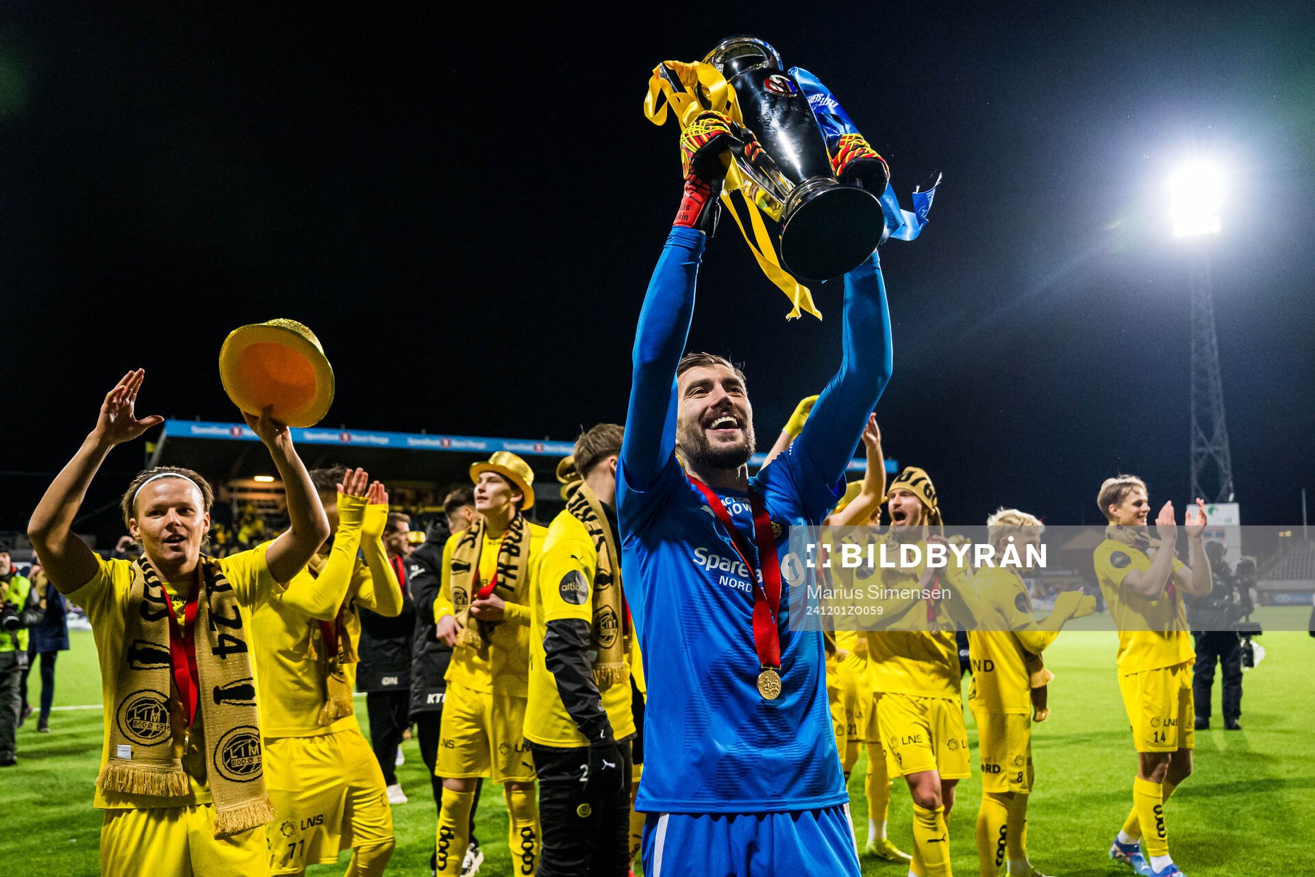 Nikita Haikin of Bodø/Glimt celebrates with the trophy