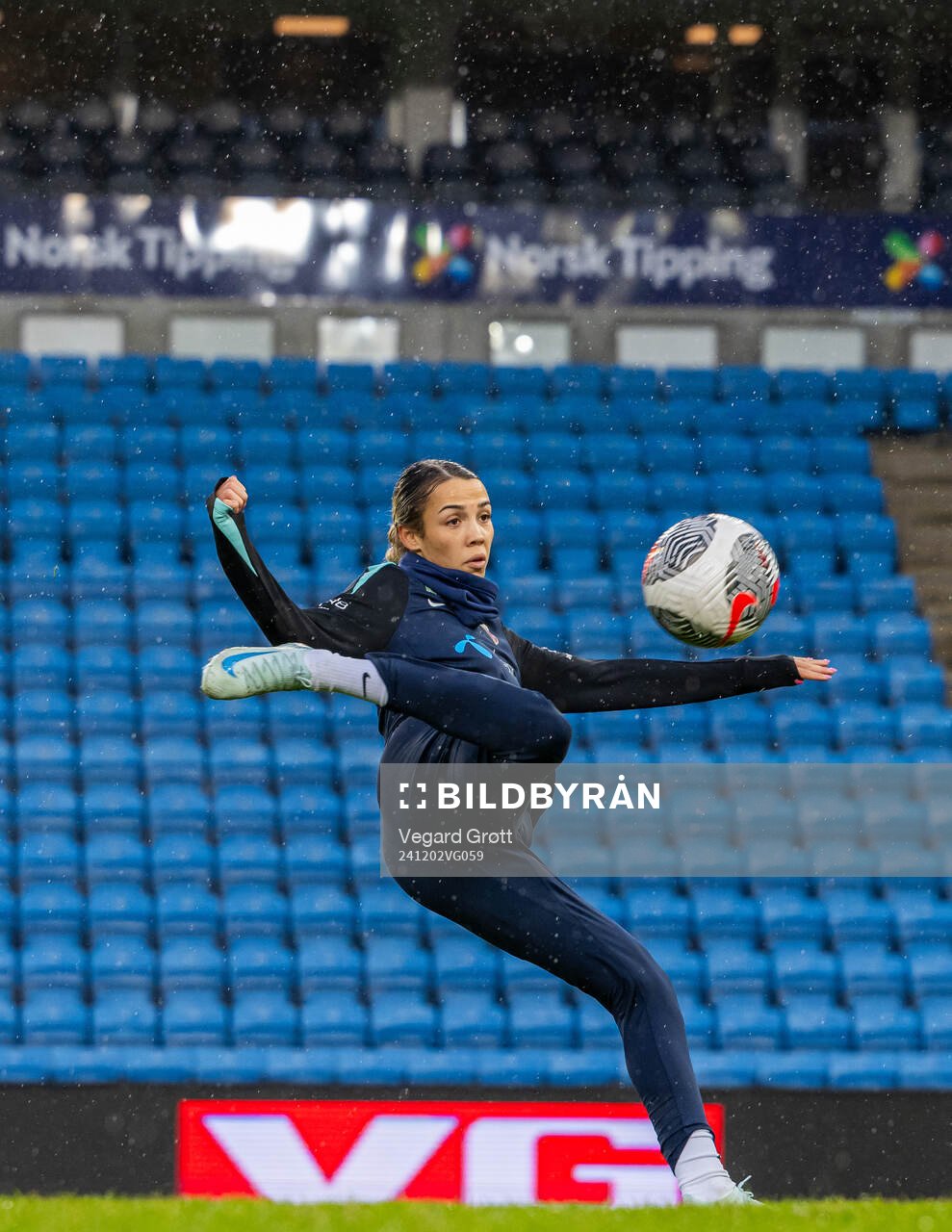 Celin Bizet Ildhusøy of the Norwegian women's national football team during a training session on December 2, 2024 in Oslo. 